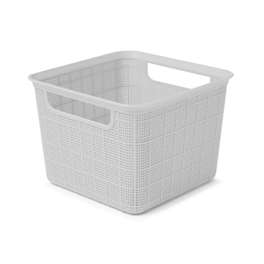 4 3.5L Square Linen Weave Basket - Grey, 4 of 7