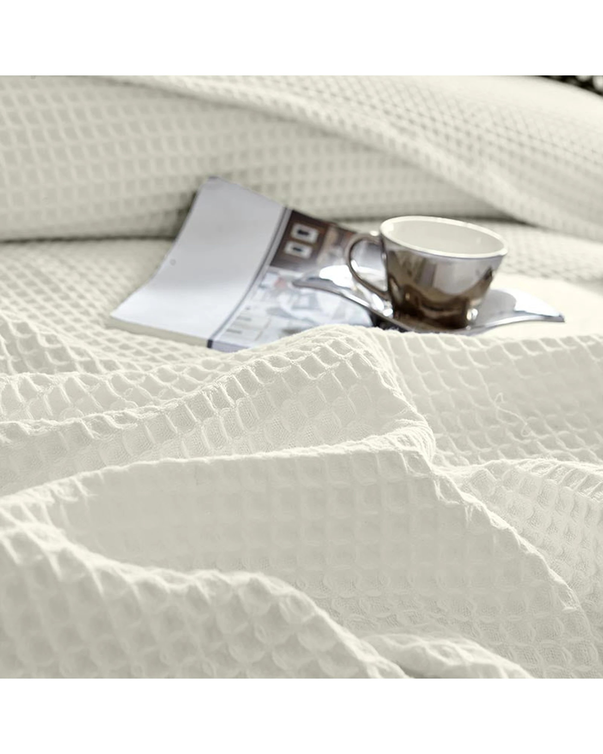 4 Cotton More 100% Cotton 350gsm Large Chunky Waffle Blanket Super King - Beige, 4 of 6