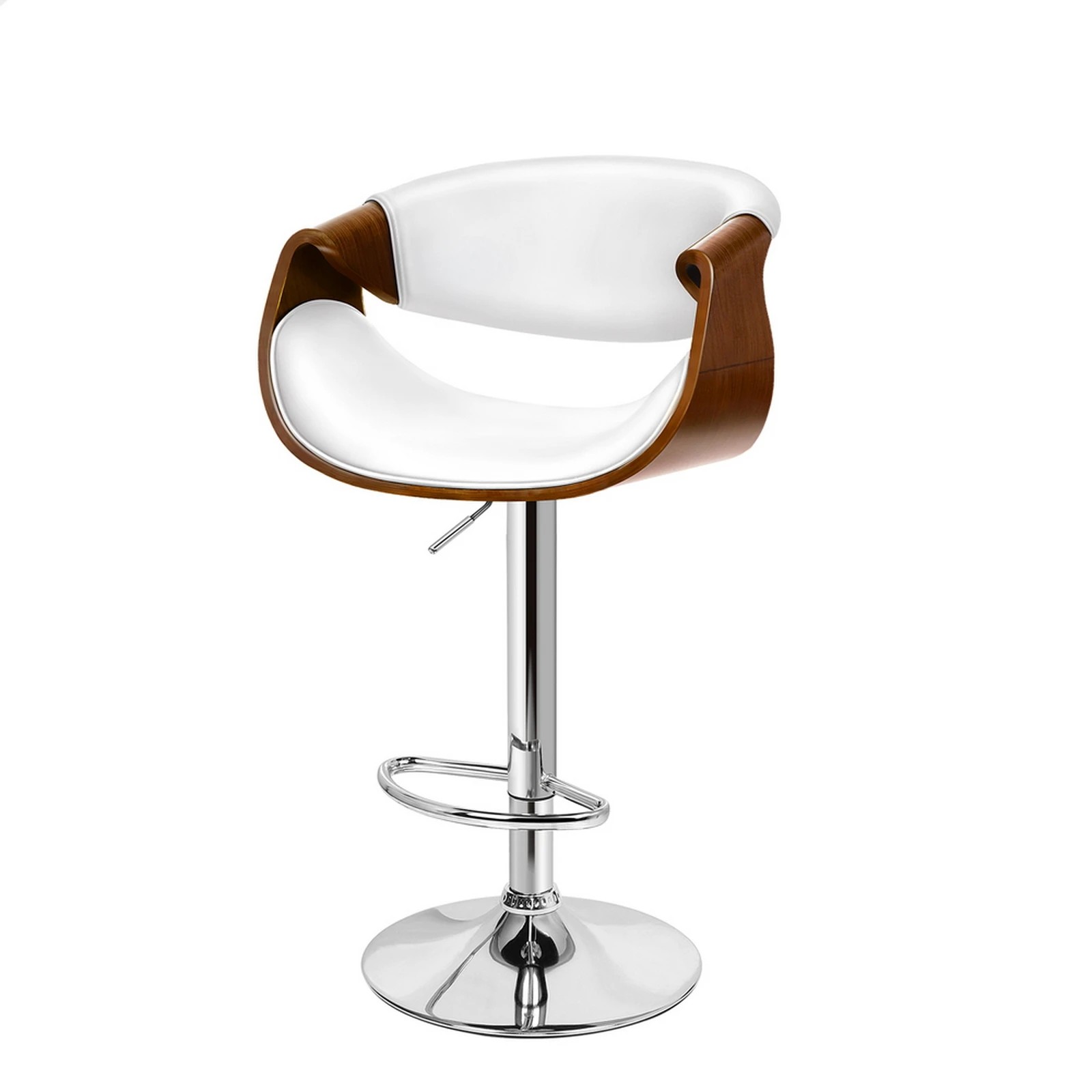 1 Alfordson 1x Bar Stool Kitchen Swivel Chair Wooden Leather Trice - White, 1 of 10