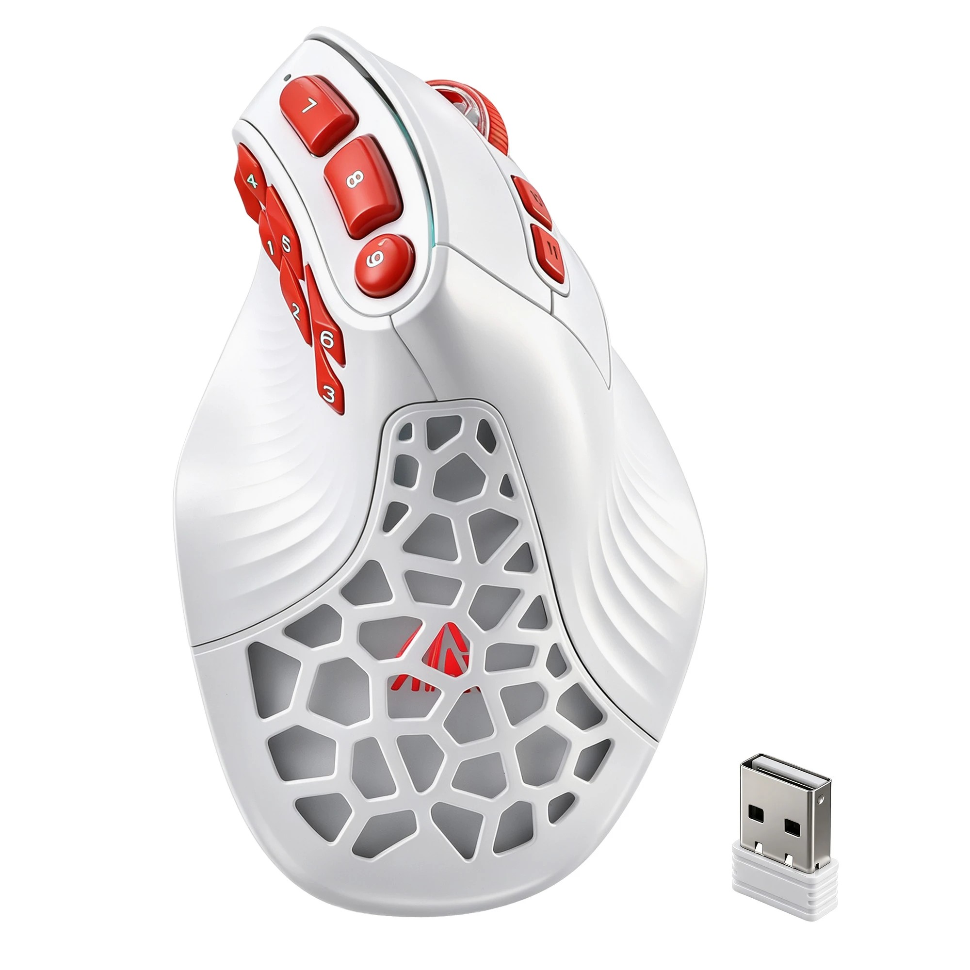 1 Solakaka E9 Pro Vertical MMO Mouse Tri-Mode 36000 DPI 8000Hz PAW3395 - White, 1 of 10