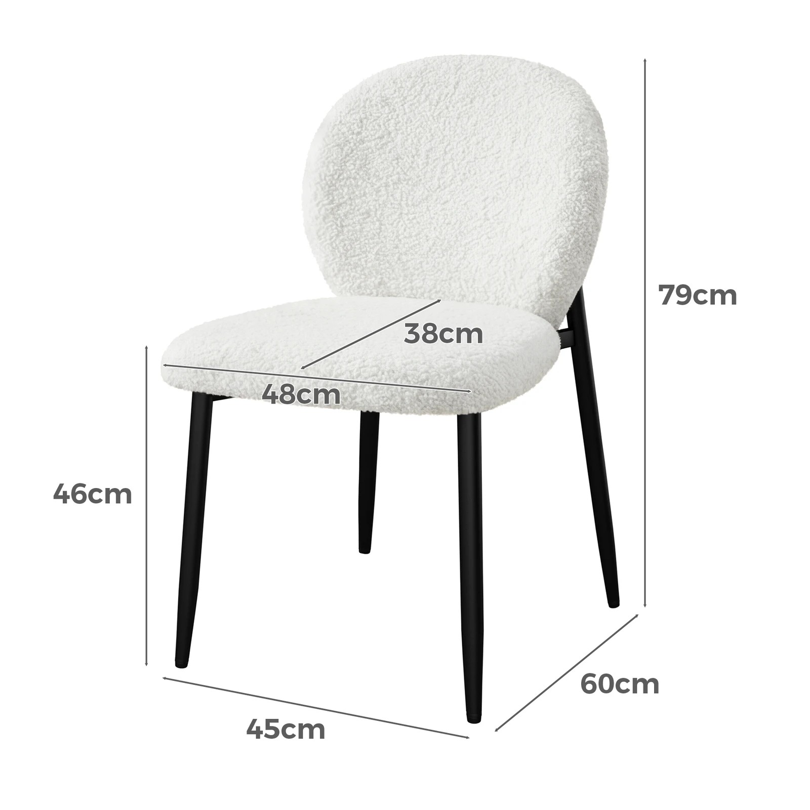 10 Alfordson 4x Dining Chairs Cafe Kitchen Lounge Curved Wooden Back Sherpa - White, 10 of 10