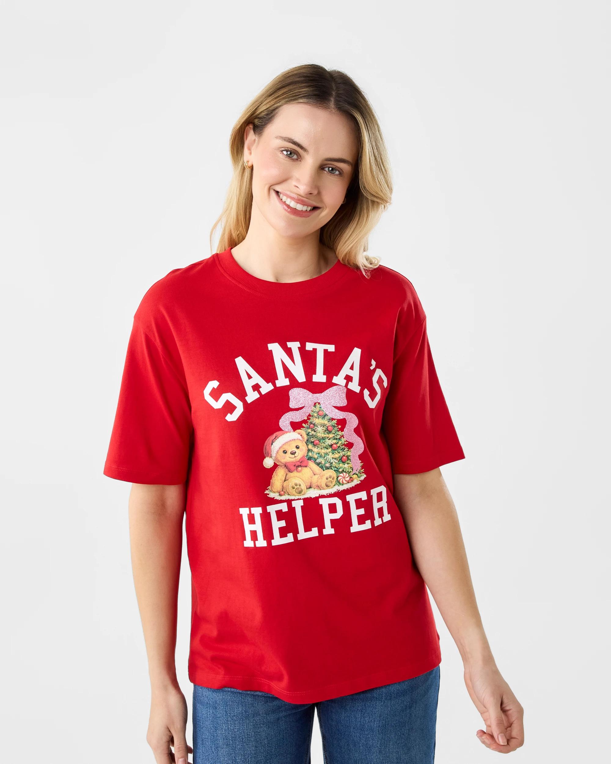 1 Short Sleeve Oversized Boyfriend Christmas T-shirt Santa Goji, 1 of 5