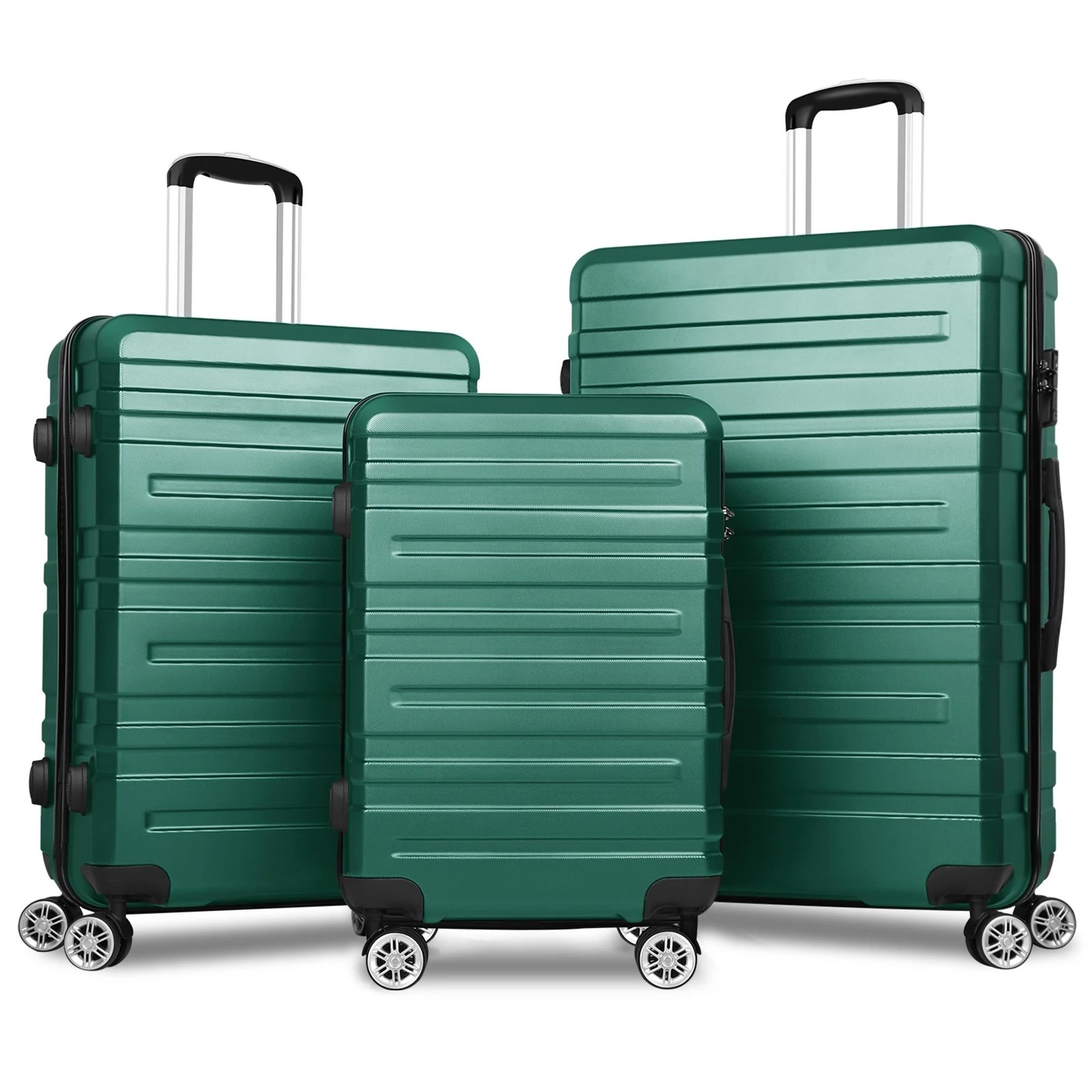 1 Alfordson Luggage 3PCS Set Suitcase ABS+PC Trolley TSA Hard Shell Case - Green, 1 of 10