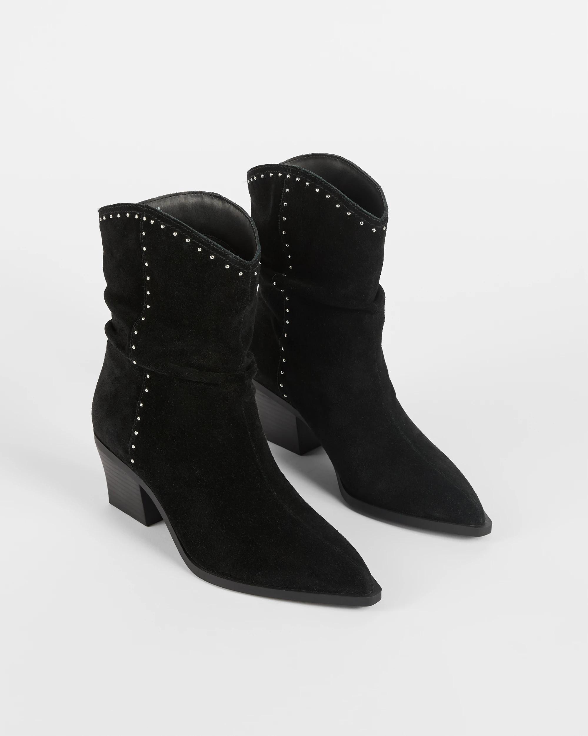 2 Target Woman Genuine Suede Leather Studded Ankle Boot - Tayla BLACK SUEDE, 2 of 3