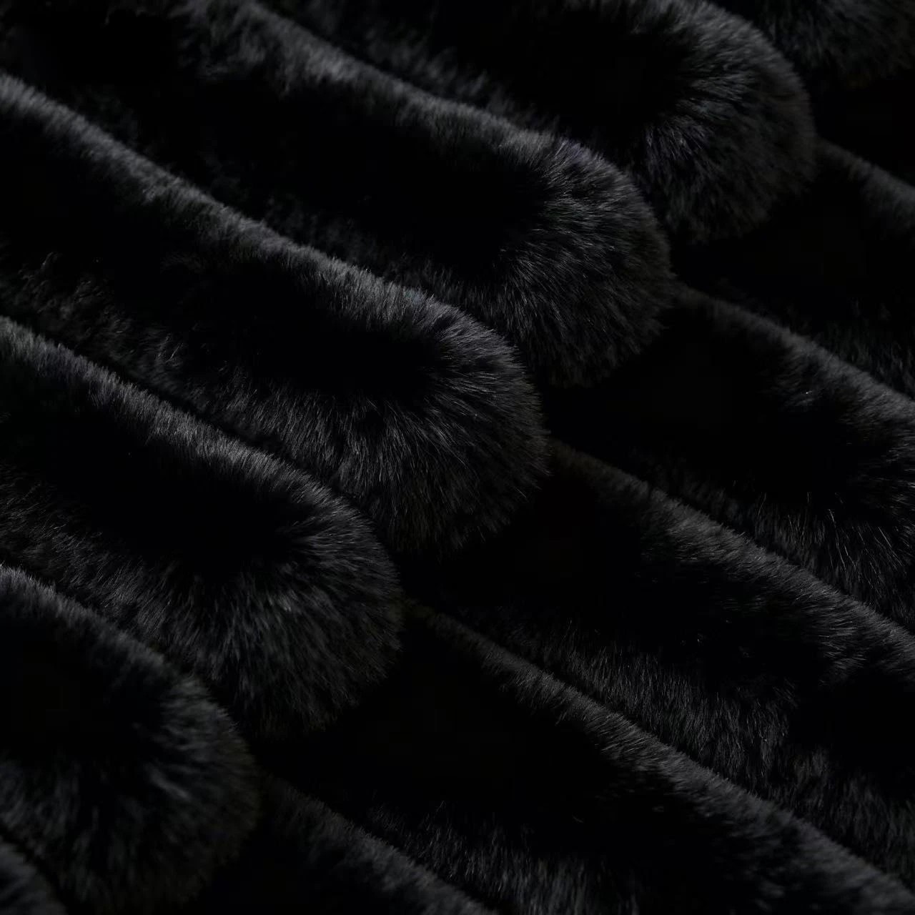 3 Gioia Casa 2-Pack Faux Fur Cushion Covers Soft 30x50cm - Black, 3 of 3