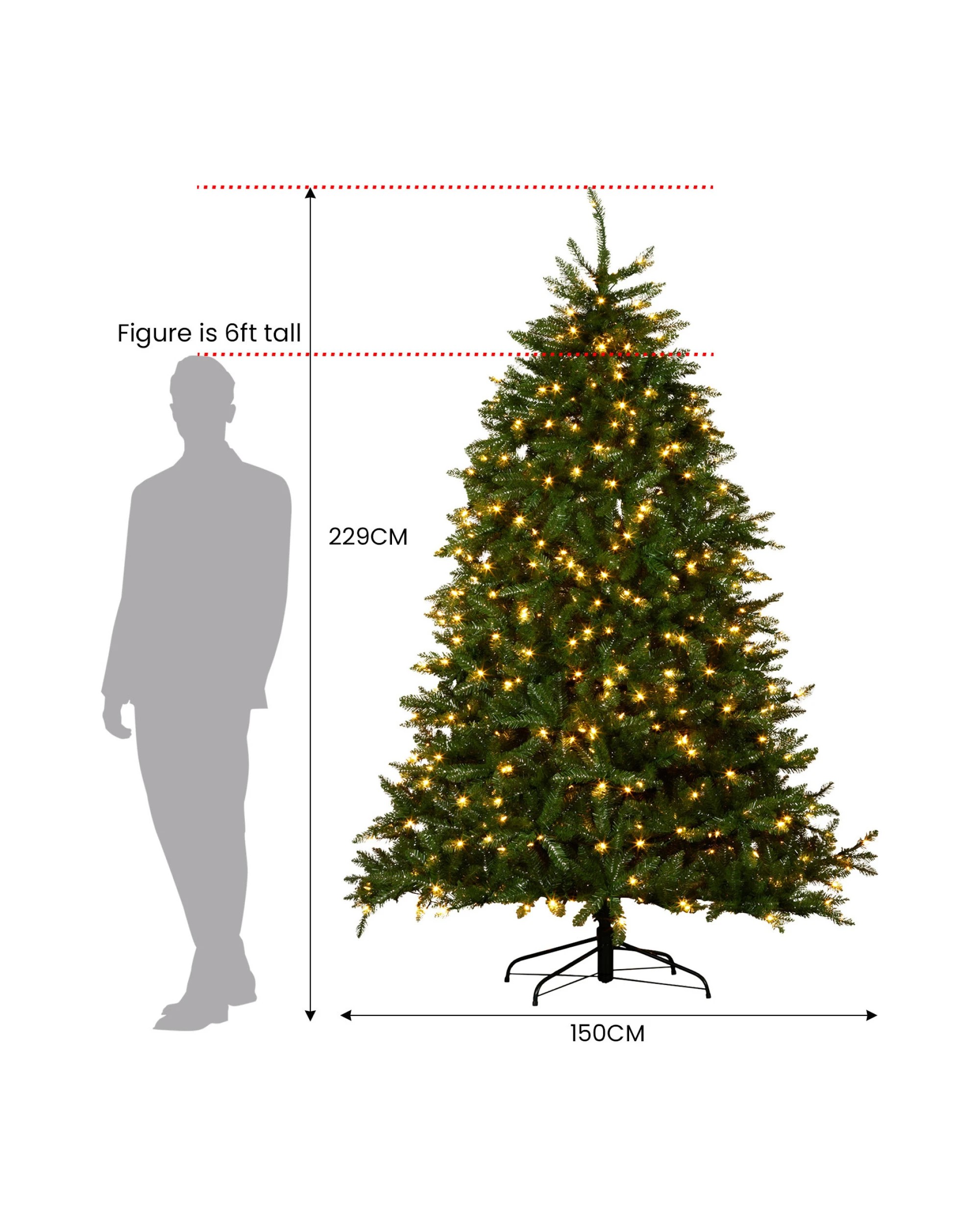 3 Christabelle 2.3m Dunhill Shimmer Fir Pre-Lit Christmas Tree, 3 of 4