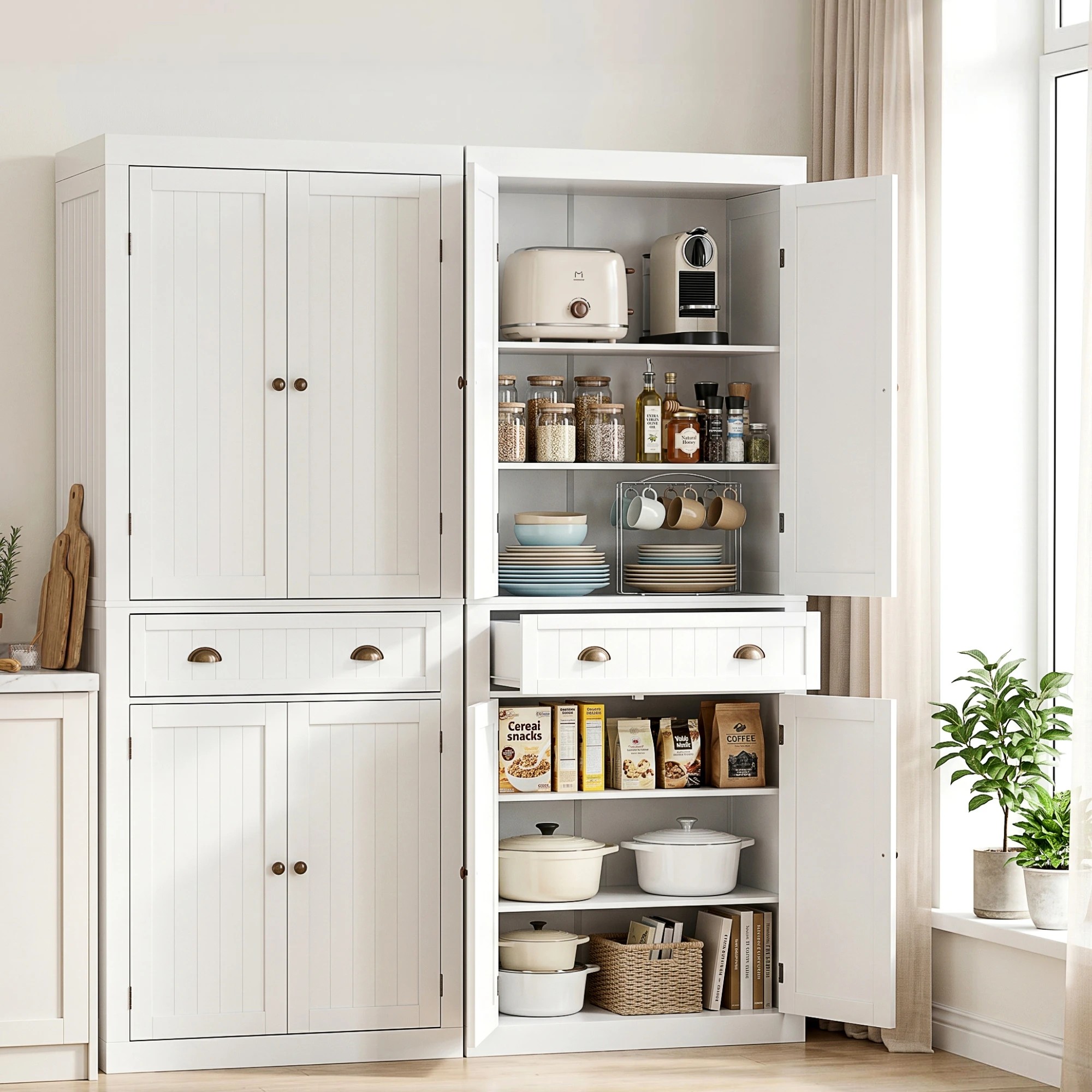 8 Artiss 2x Buffet Unit Cabinet Sideboard Pantry 184cm - White, 8 of 8