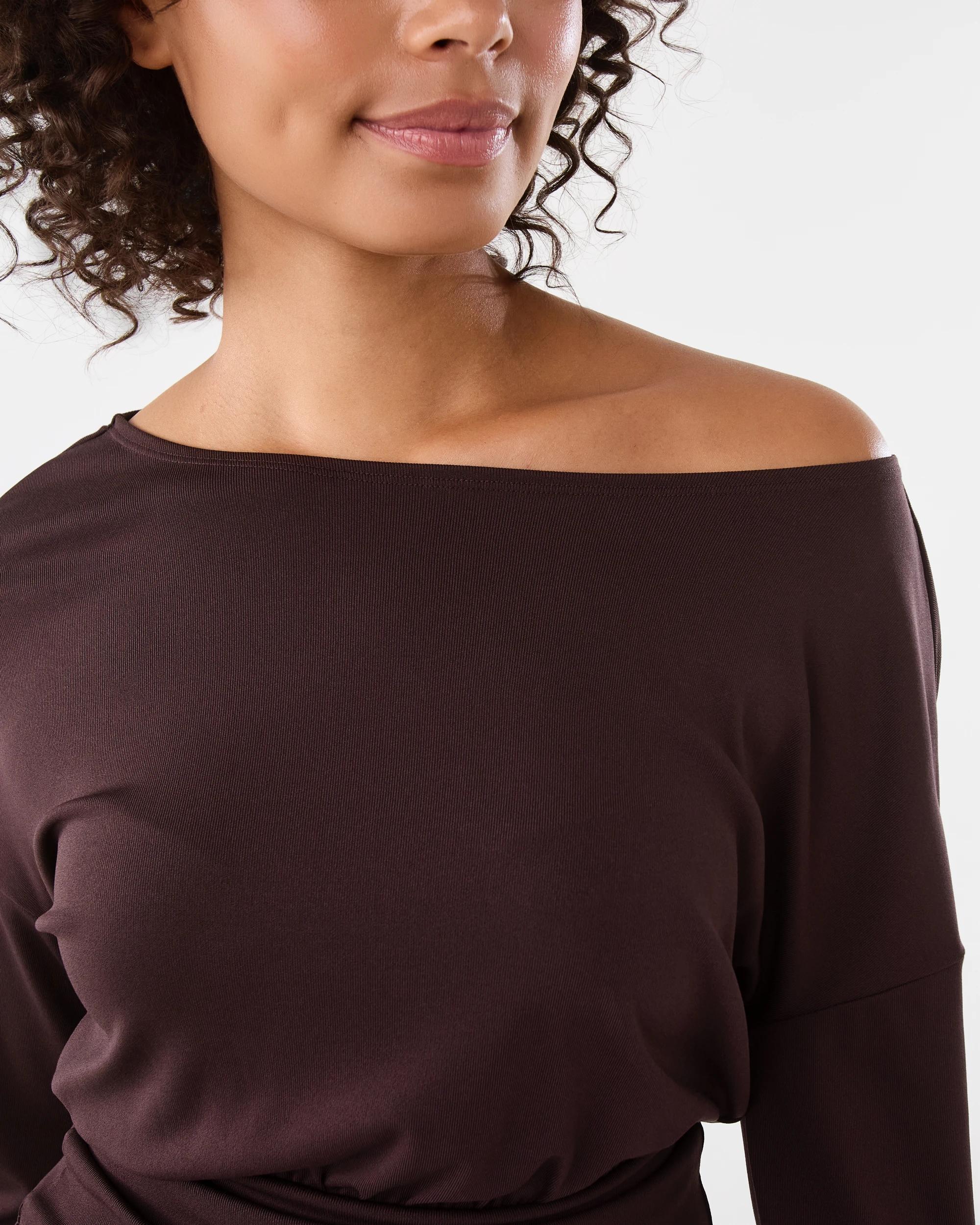 6 Long Sleeve Off the Shoulder Top Choc Plum, 6 of 7