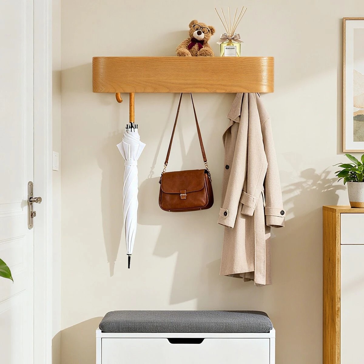 4 Ausway Clothes Coat Rack Hanger Wall Mounted 5 Hooks, 4 of 9