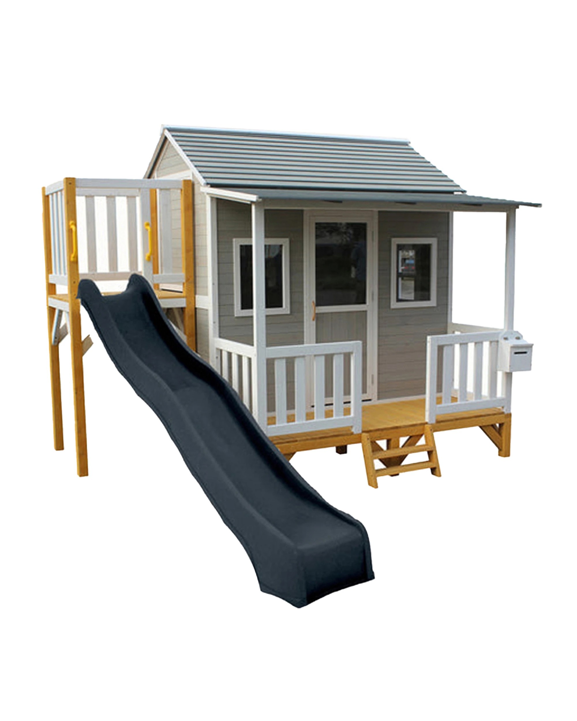 1 KIDZSHACK Delightful Shack Kids Wooden Cubby House Slide 3y+ - Grey, 1 of 3