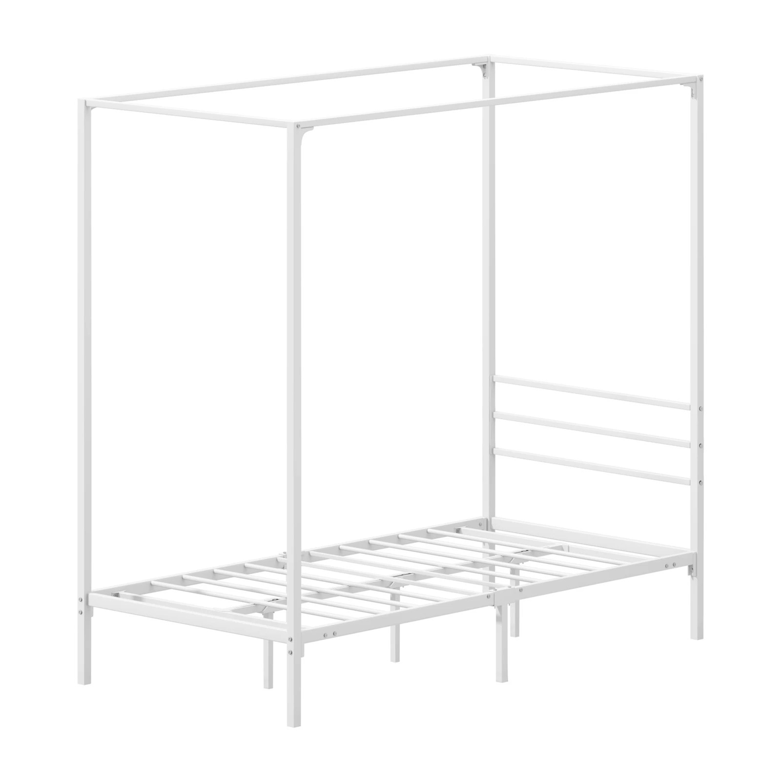 7 Oikiture Metal Canopy Bed Frame Single Size Beds Platform
 - White, 7 of 9