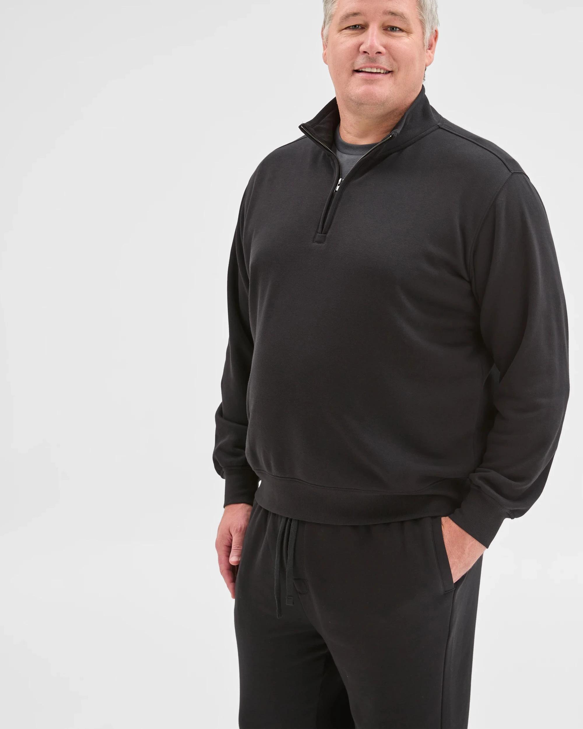 3 Target Man Plus Plus Size Australian Cotton Blend 1/2 Zip Jumper BLACK, 3 of 5