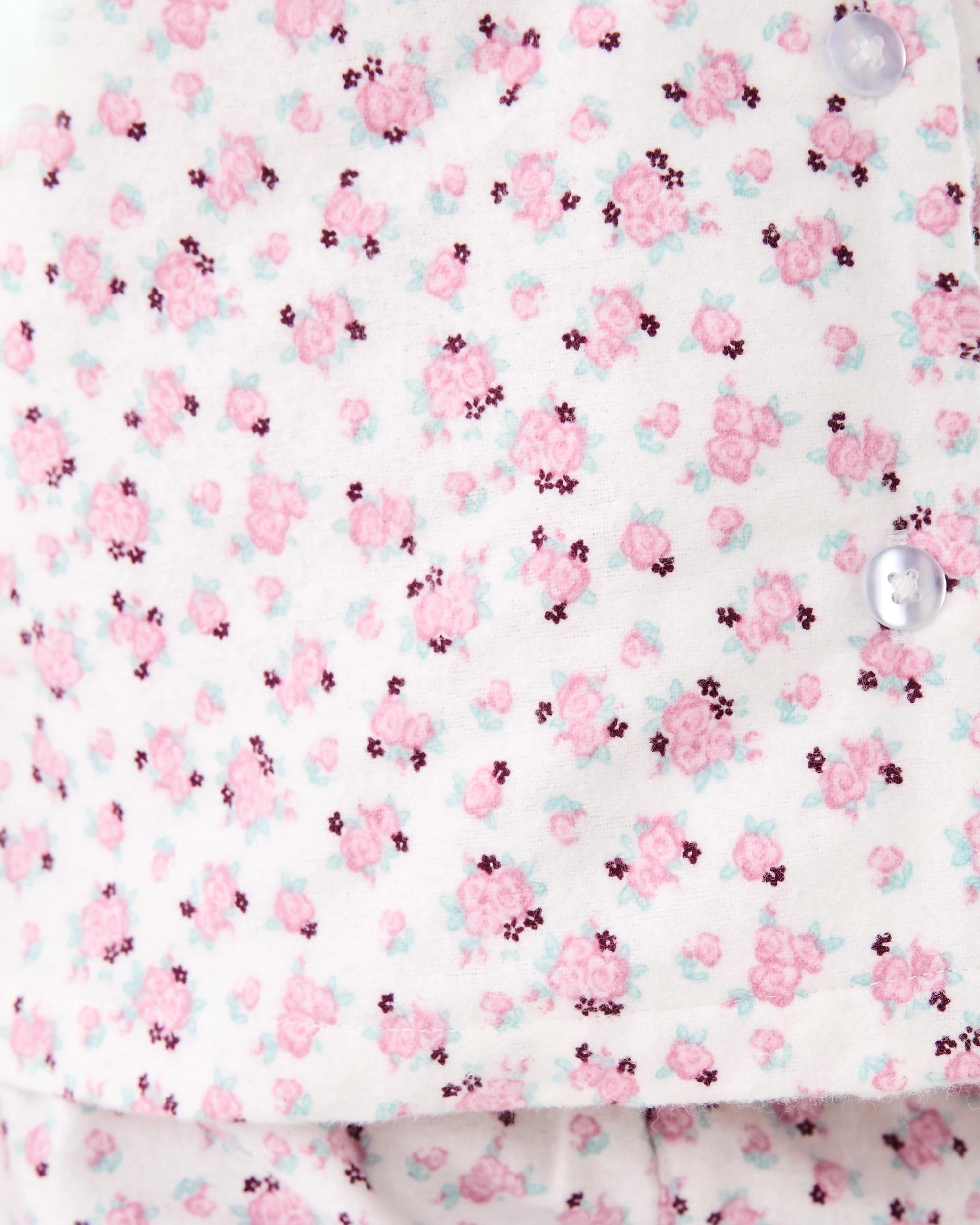 5 Flannel Pyjama Set Wht Roses, 5 of 8