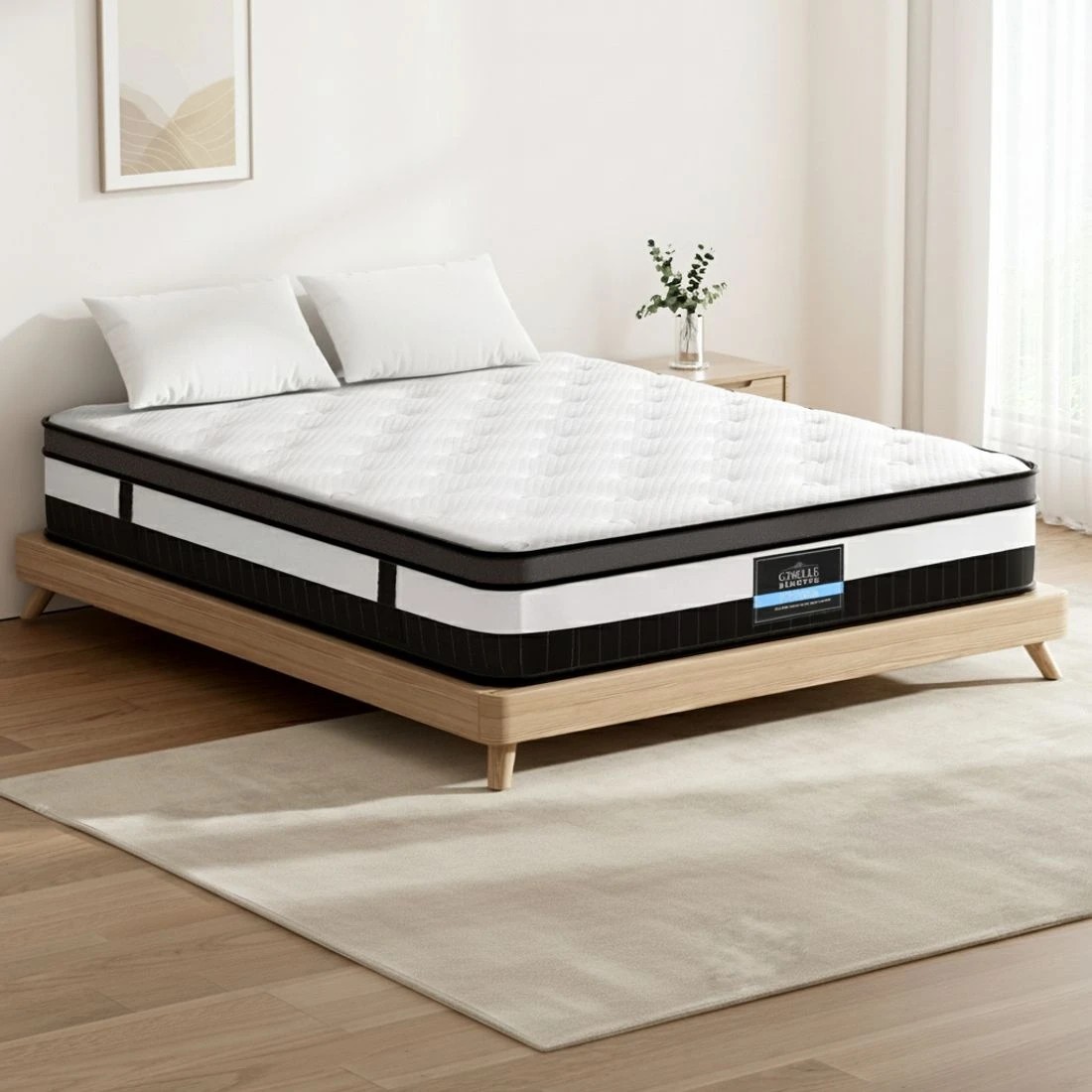 4 Giselle Bedding 30cm Mattress Medium Firm Euro Top Pocket Spring Hybrid Mattresses Double - Double Bed - White, 4 of 7