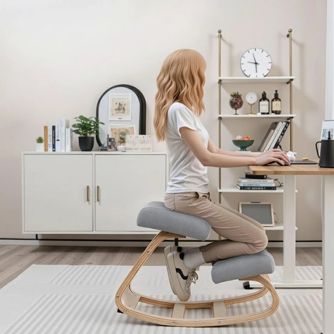 4 Artiss Kneeling Chair Ergonomic Posture Chair with Memory Foam Balance Stool for Home Office Gaming 120kg Weight - Grey, 4 of 8