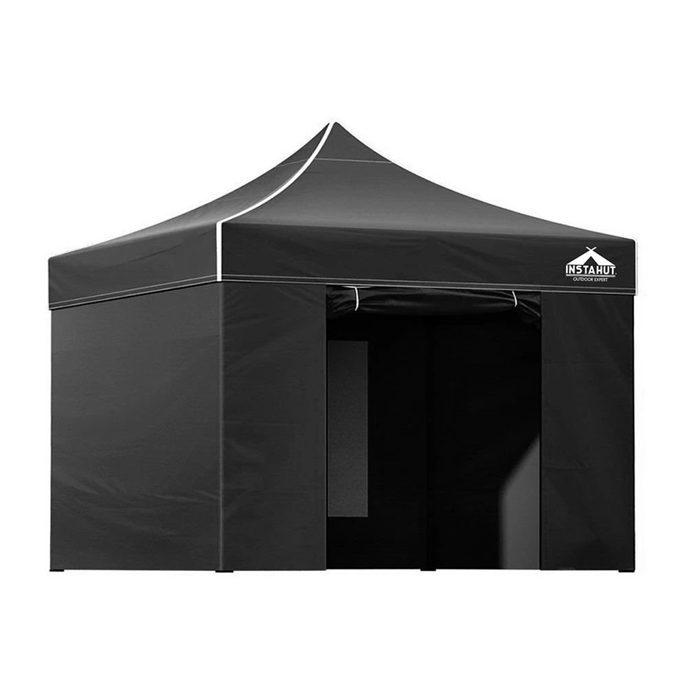 1 Instahut Gazebo 3x3 Pop Up Marquee Folding Tent Wedding Gazebos Camping Outdoor Shade Canopy - Black, 1 of 8