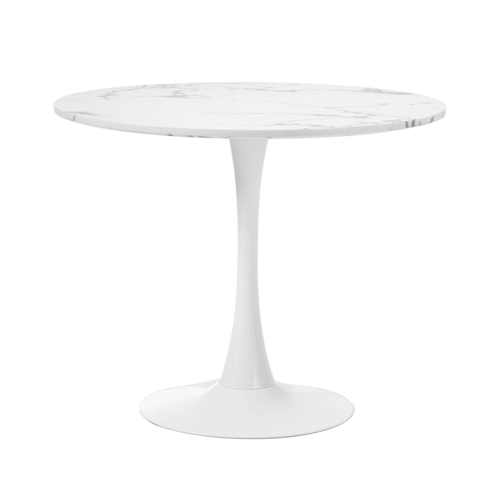 1 Oikiture 90cm Dining Table Kitchen Marble Tulip Round Metal Leg
 - White, 1 of 9
