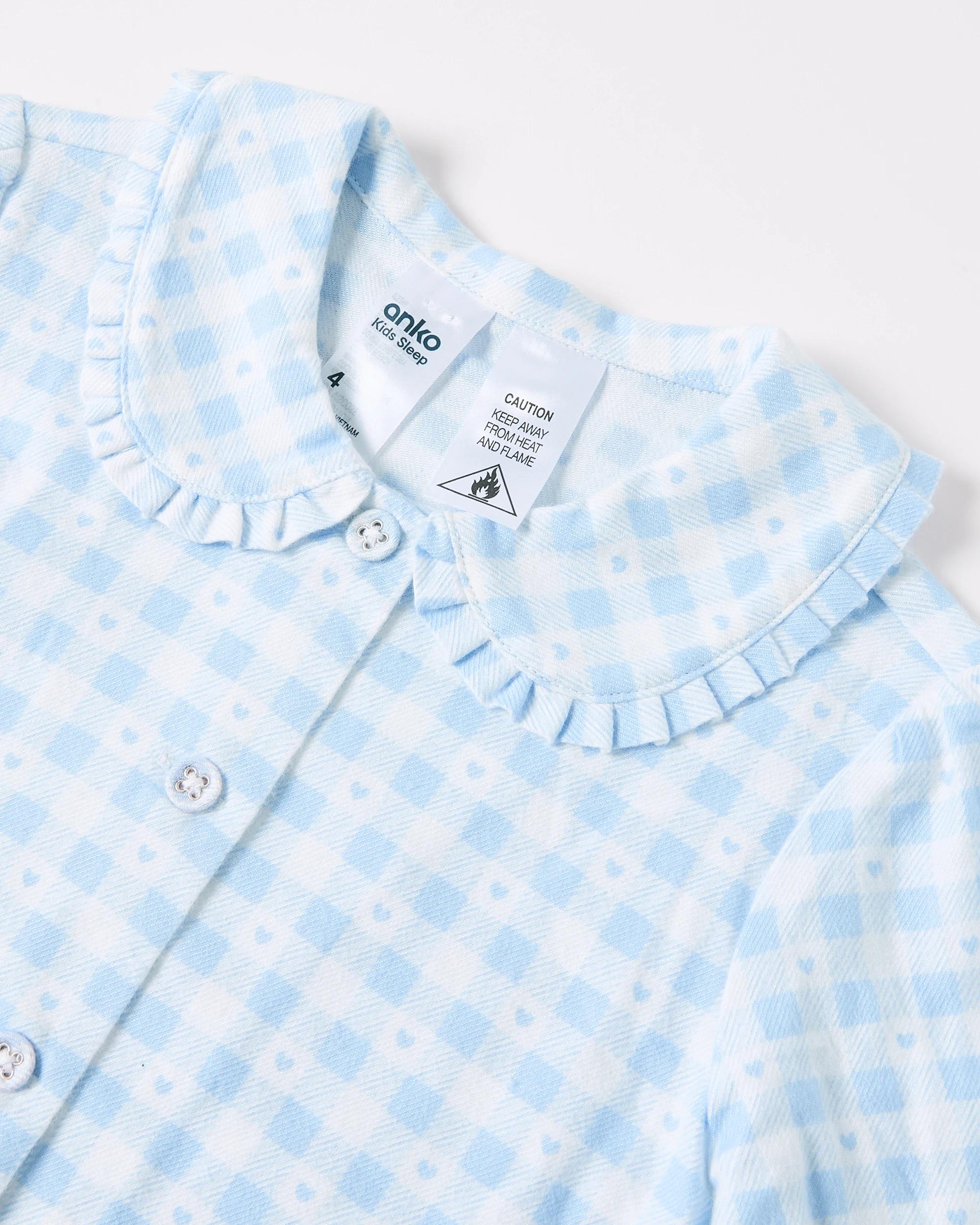 7 Print Flannel Pyjama Set Blu Check, 7 of 7