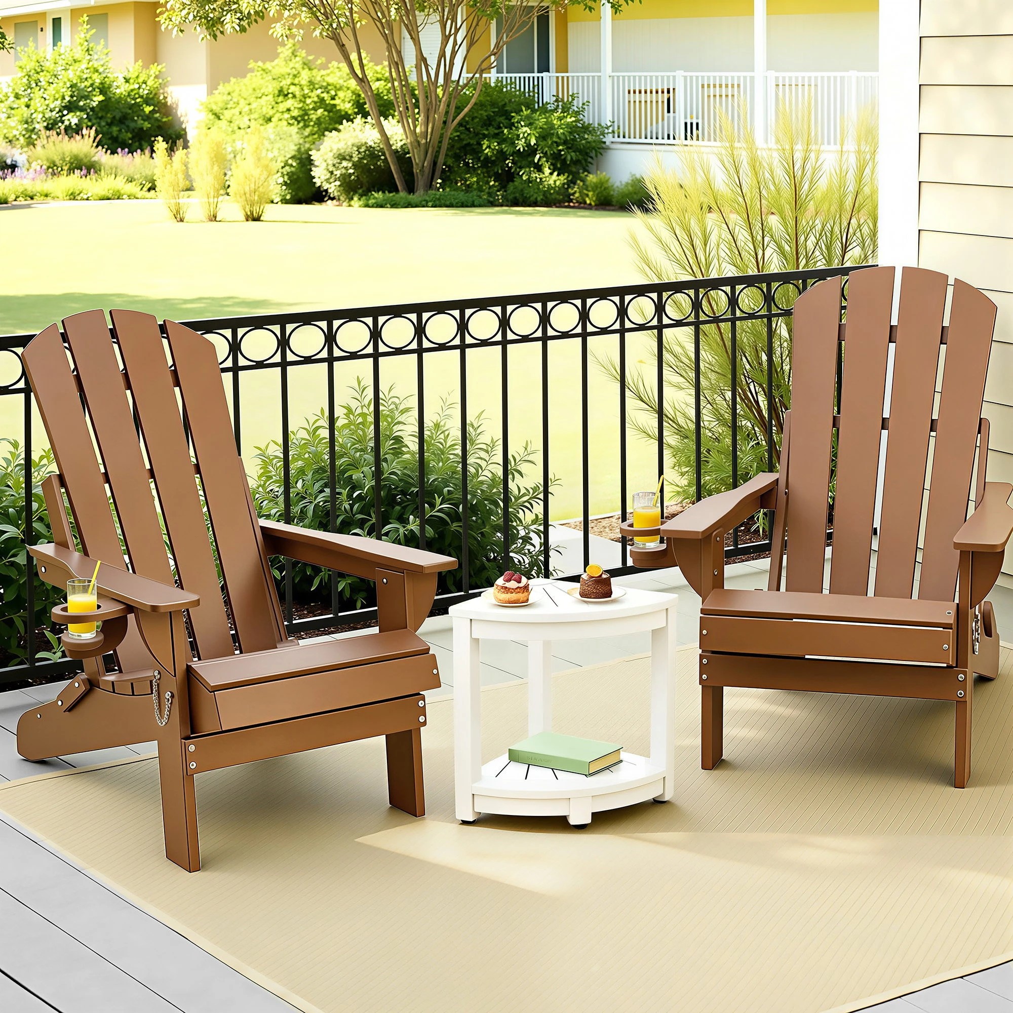 9 Gardeon Outdoor Table and Chairs HDPE Folding Adirondack Beach Chair Patio Furniture - Multi, 9 of 9