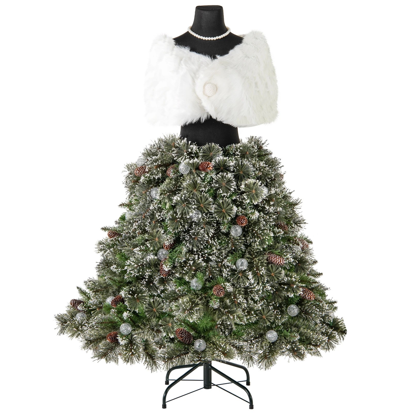 5 Costway 1.5M Pre-lit Mannequin Artificial Christmas Tree Hinged Dress Form Xmas Tree, 5 of 5