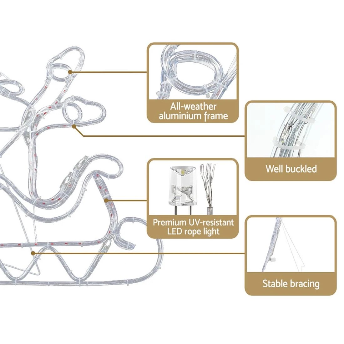 5 Jingle Jollys Christmas Lights Reindeer Sleigh 806 Led Decorations
 - Multi, 5 of 7