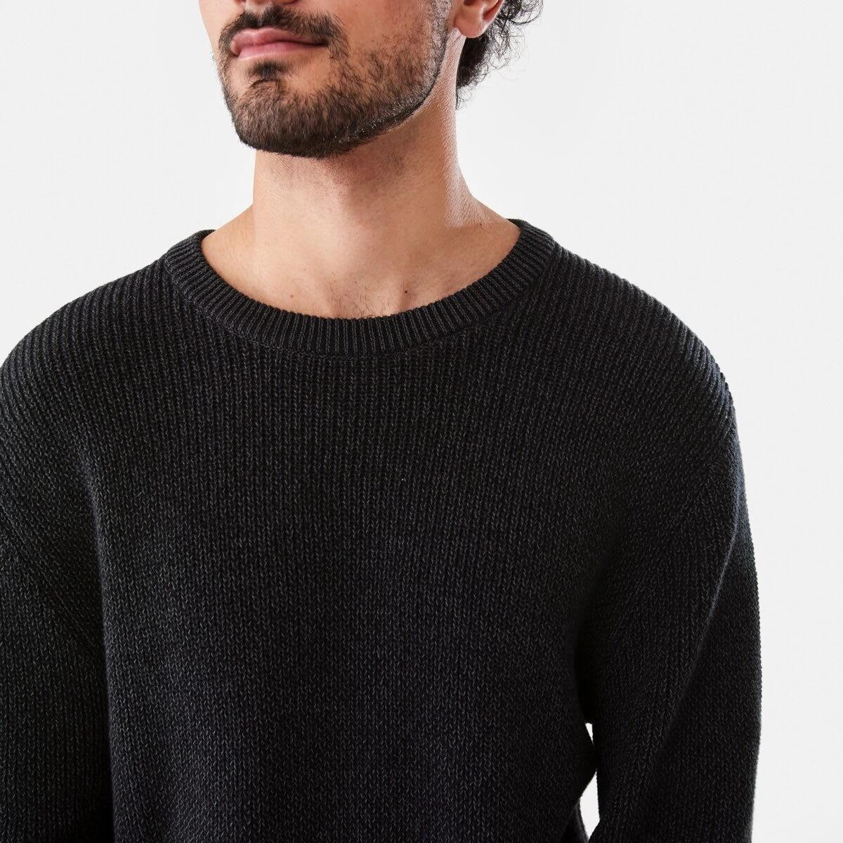 6 Textured Crew Knit Jumper Blk Oyster, 6 of 6