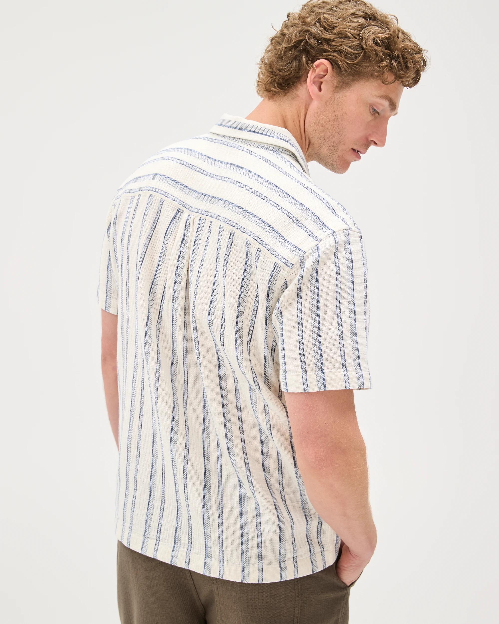 7 Target Man Australian Cotton Short Sleeve Textured Stripe Shirt COBALT BLUE, 7 of 7