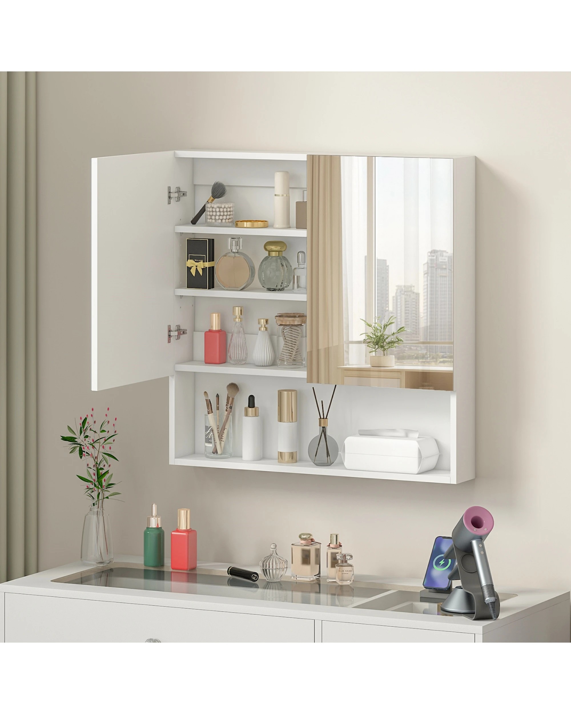 3 Advwin 750 x 750mm Cabinet LED Medicine Storage Unit Mirror Shaving Cupboard w/ Motion Sensor Light, 3 of 10