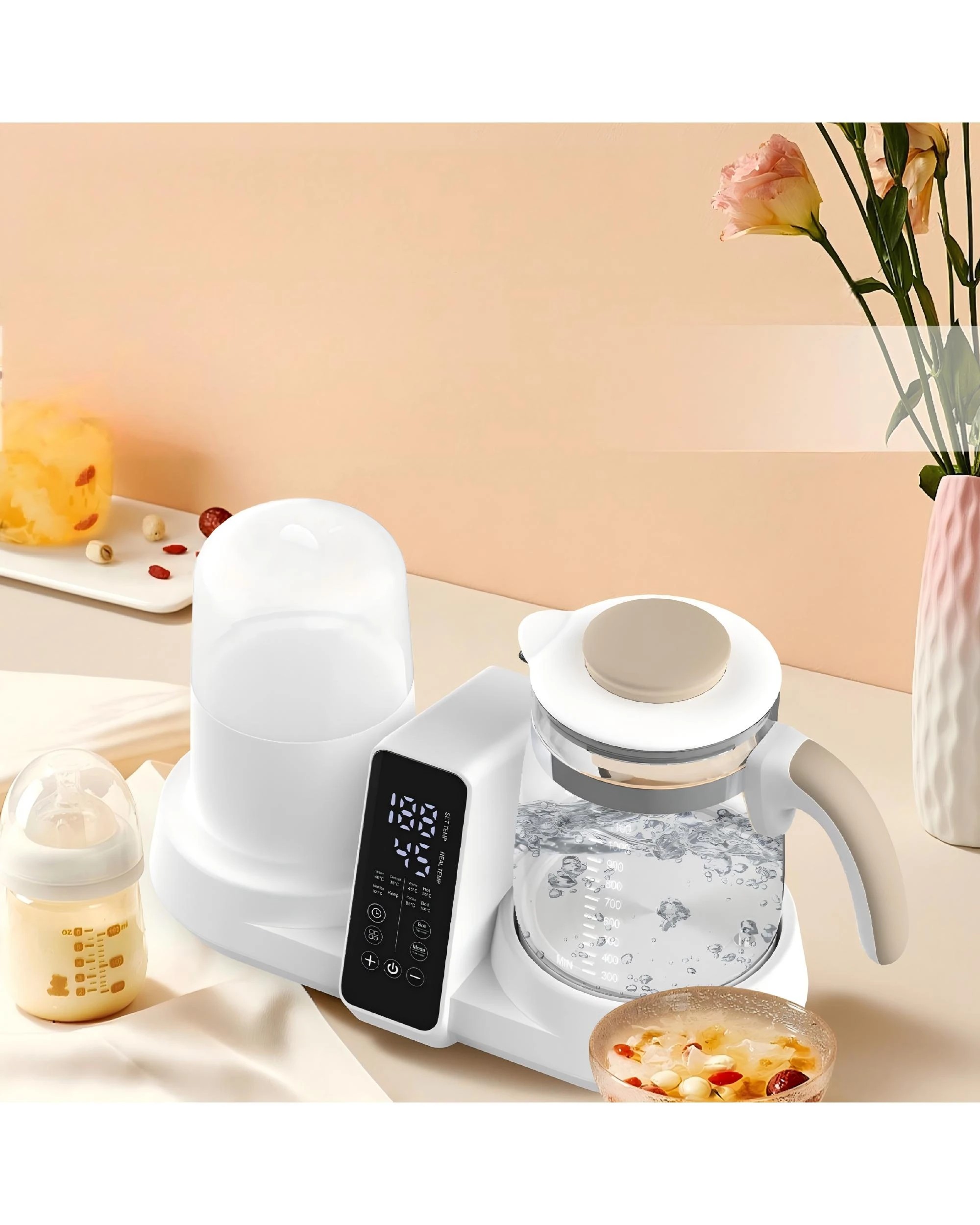 6 Advwin Baby Bottle Warmer, Multifunctional Baby Bottle Steriliser, with 1.2l Electric Baby Kettle, Accurate Temp Control, 6 of 7