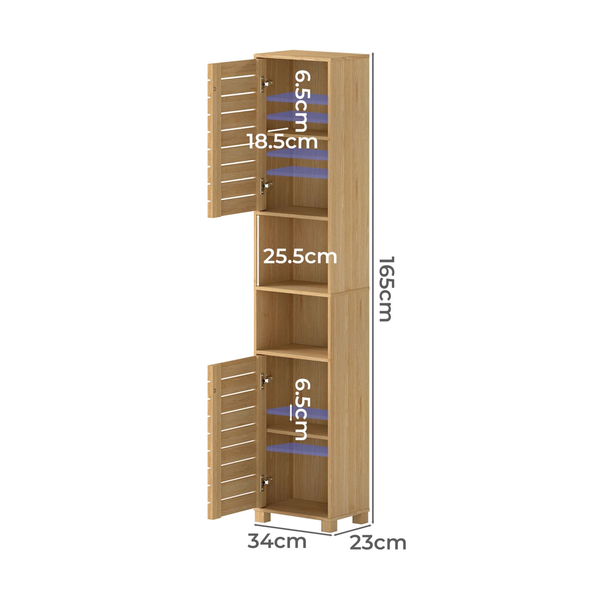 3 Levede Tall Bathroom Cabinet Storage 165cm Tallboy Adjustable Shelf Cupboard, 3 of 9