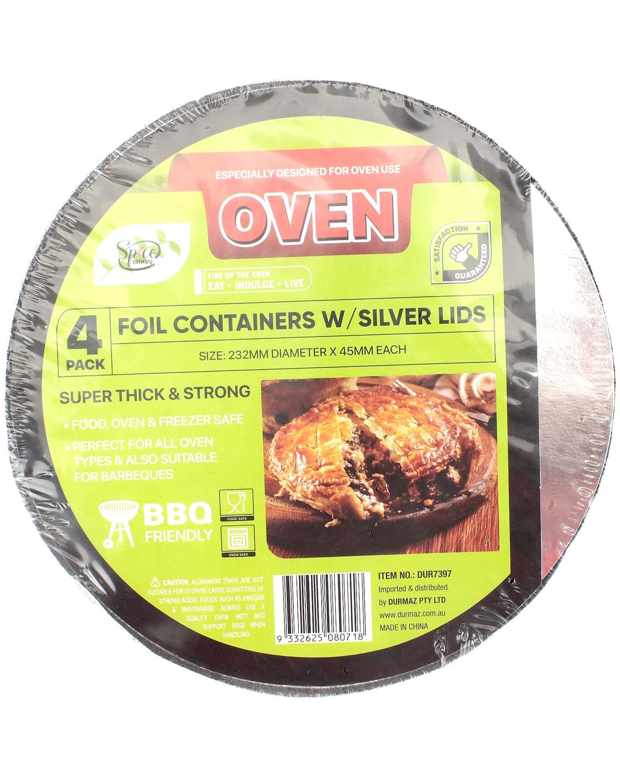 3 Durmaz Round Foil Oven Trays with Lids 23cm x 4cm Pack of 4 - Silver, 3 of 3