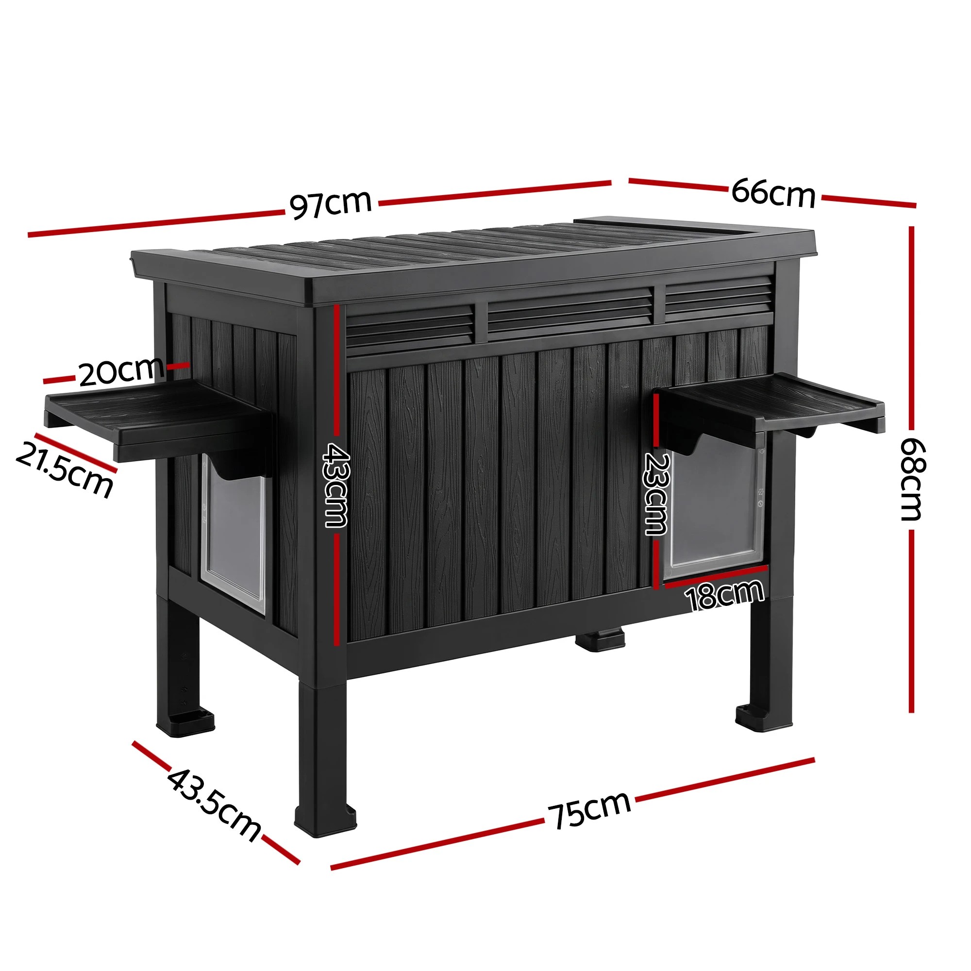 3 i.Pet Outdoor Cat House Pet Kennel Enclosure Cat Shelter Condo Rabbit Hutch - Charcoal, 3 of 7