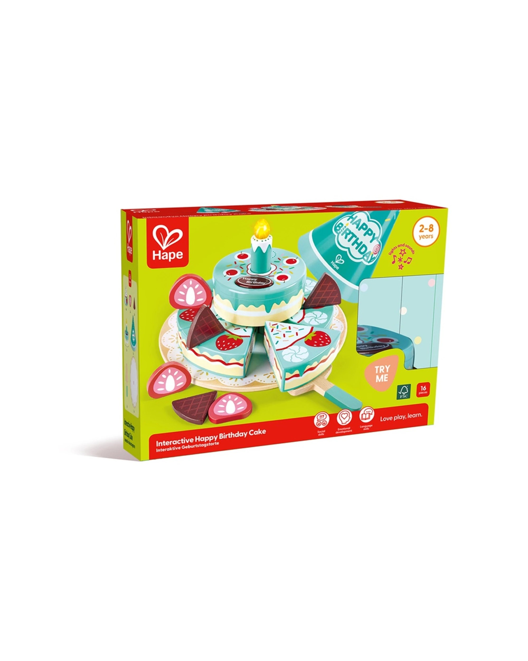 2 Hape Interactive Happy Birthday Cake Sound Effects Electric Candle Kids - Multi, 2 of 4