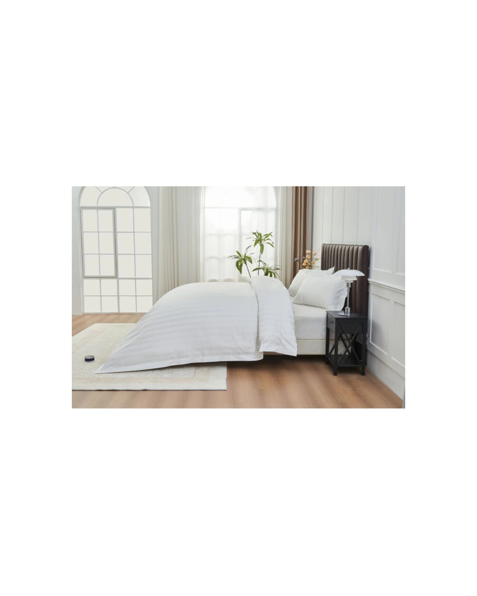 6 Grosvenor House 500TC Hotel Stripe Quilt Duvet Cover Bed Set Queen - White, 6 of 8