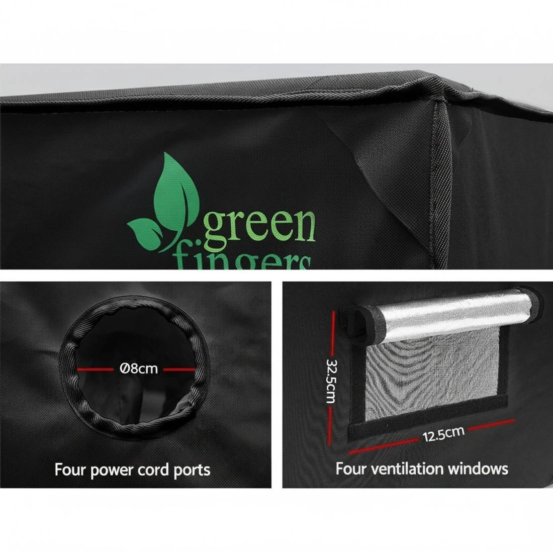 3 Green Fingers Grow Tent 240x120x200CM Hydroponics Kit Indoor Plant Room - Black, 3 of 4