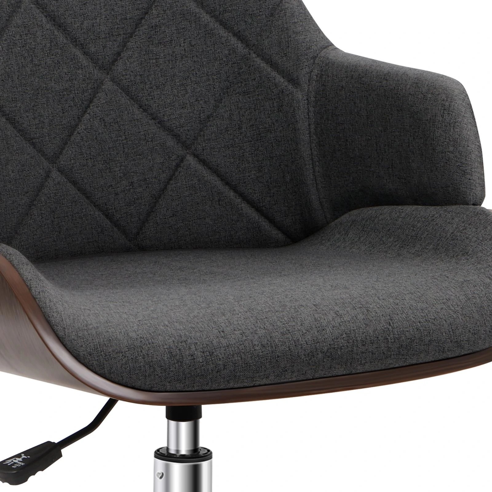 3 Alfordson Wooden Office Chair Computer Chairs Executive Seat Fabric - Grey, 3 of 10