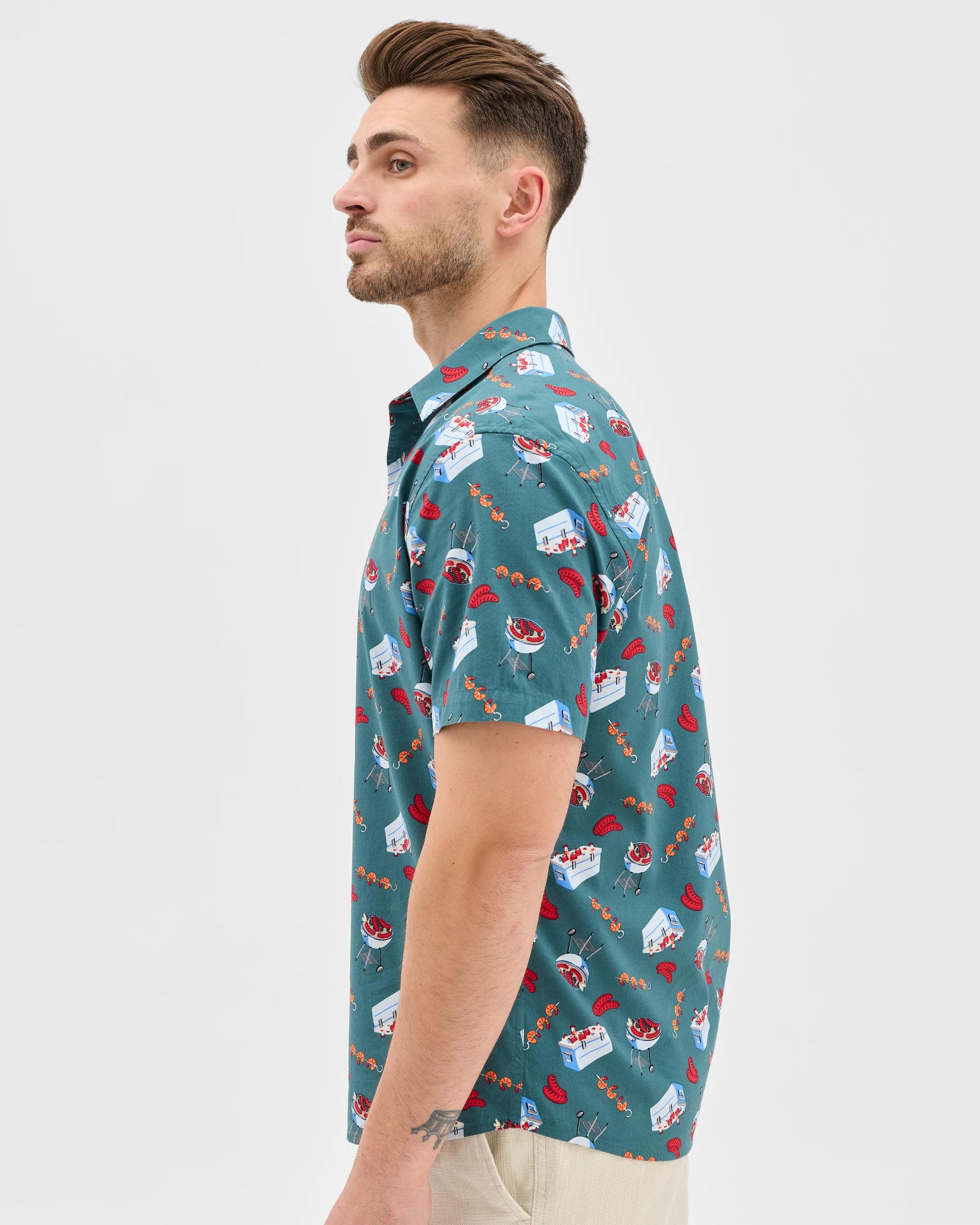 6 Target Man Australian Cotton Blend Summer BBQ Shirt HUNTER GREEN, 6 of 7