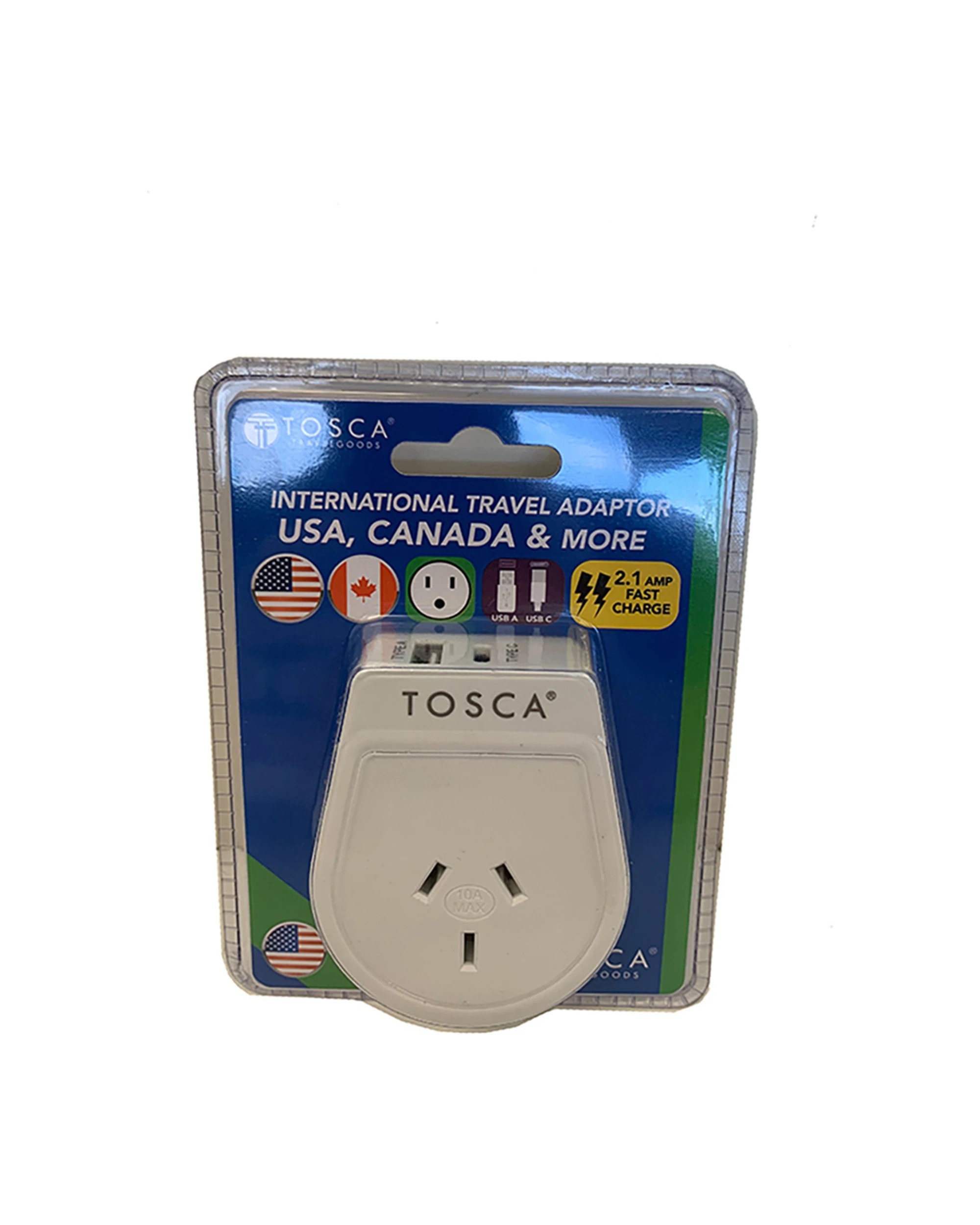 2 Tosca Ob Travel Power Adapter Converter Plug With Usb A&C Usa - White, 2 of 2