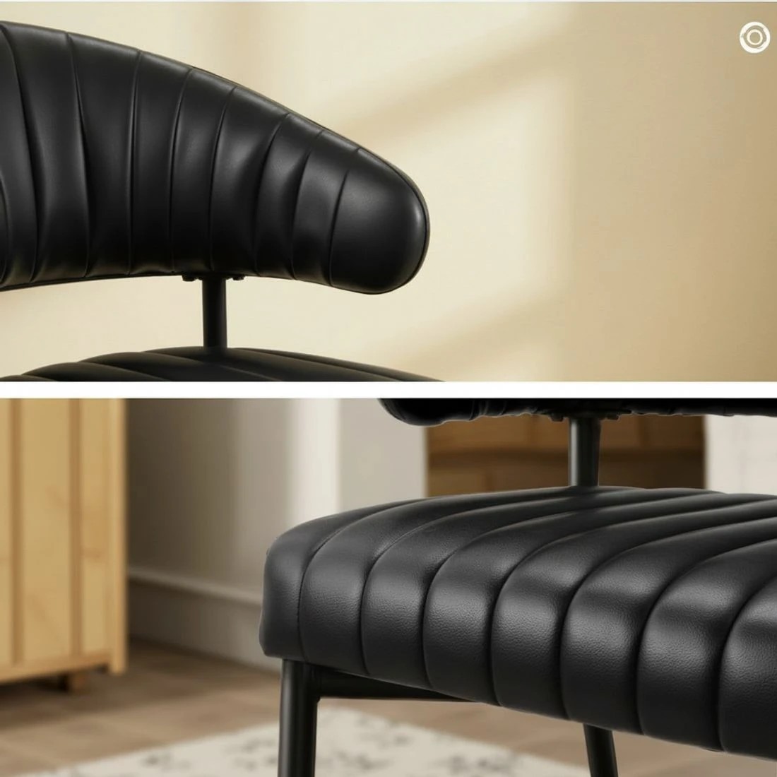 4 Artiss Dining Chairs Set of 2 Leather Hollow Armchair - Black, 4 of 4