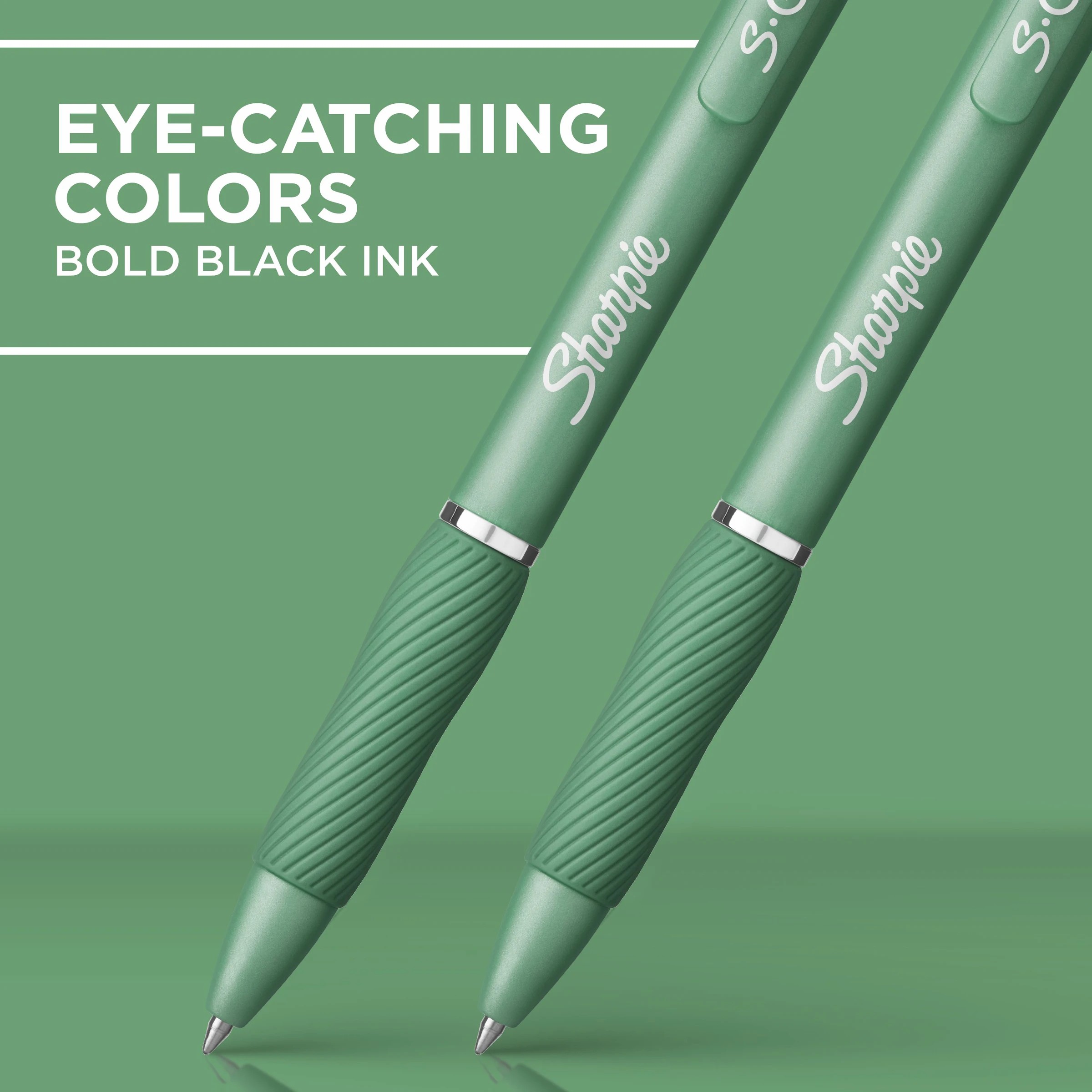 3 4 Pack Sharpie S-Gel Medium Point (0.7mm) Green Barrel Pen Black Ink, 3 of 3