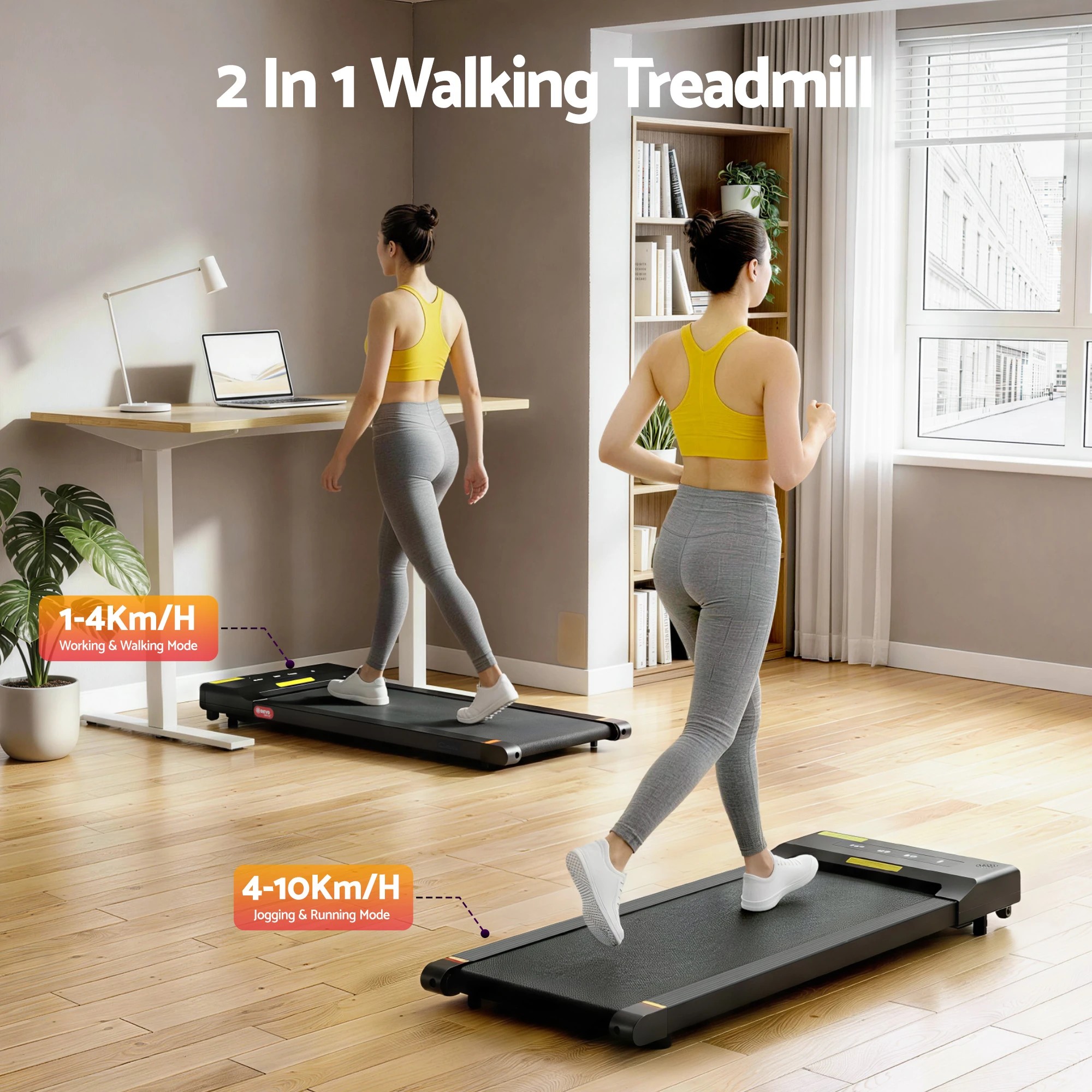 3 Everfit Treadmill Electric Walking Pad Under Desk Home Gym Fitness 400mm - Black, 3 of 7