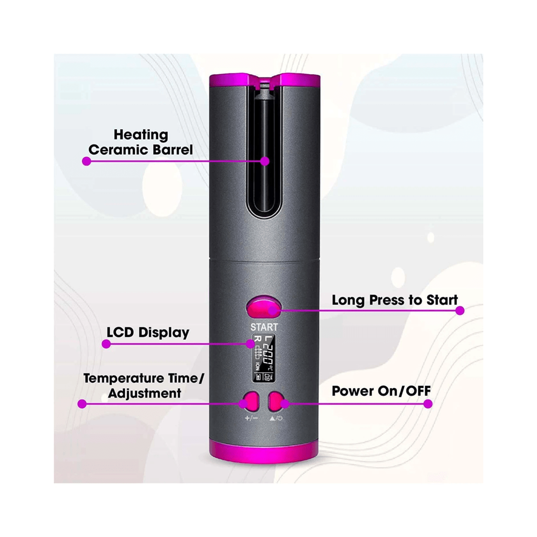 5 Lenoxx Cordless Ceramic Automatic Hair Curler for Portable Hair Styling, 5 of 5