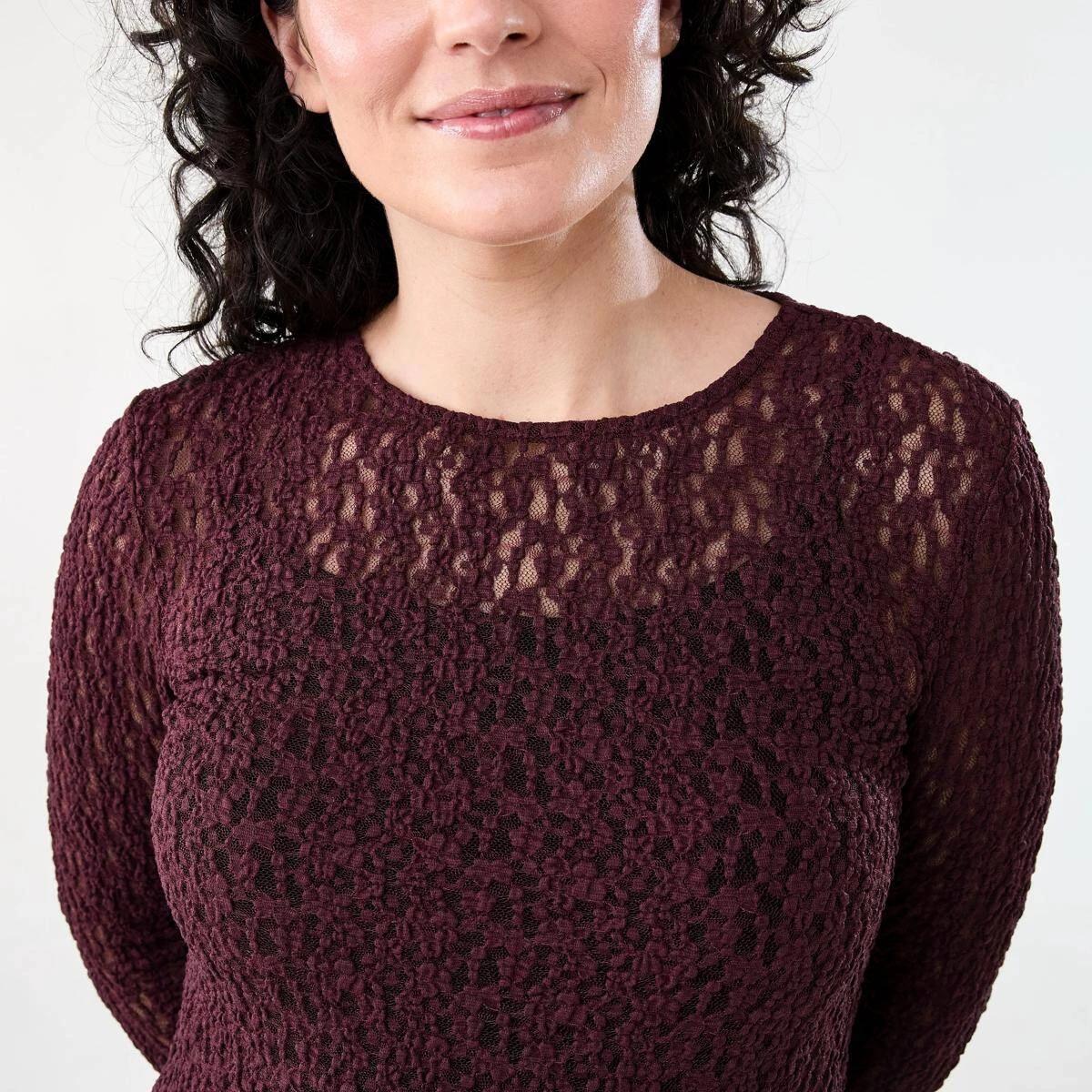 5 Long Sleeve Lace Top WARM MULBERRY, 5 of 5
