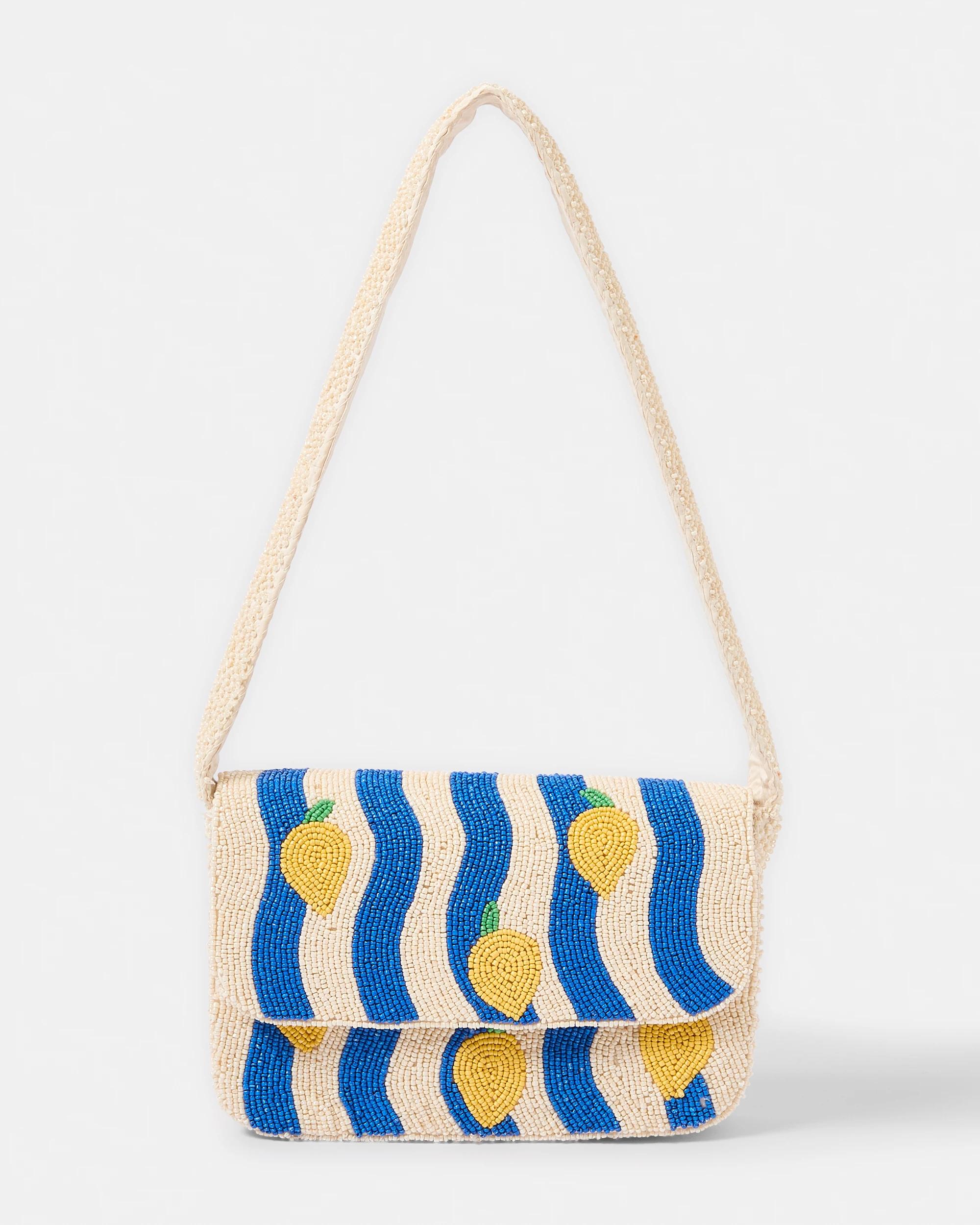 1 Beaded Shoulder Bag Lemon Strp, 1 of 6