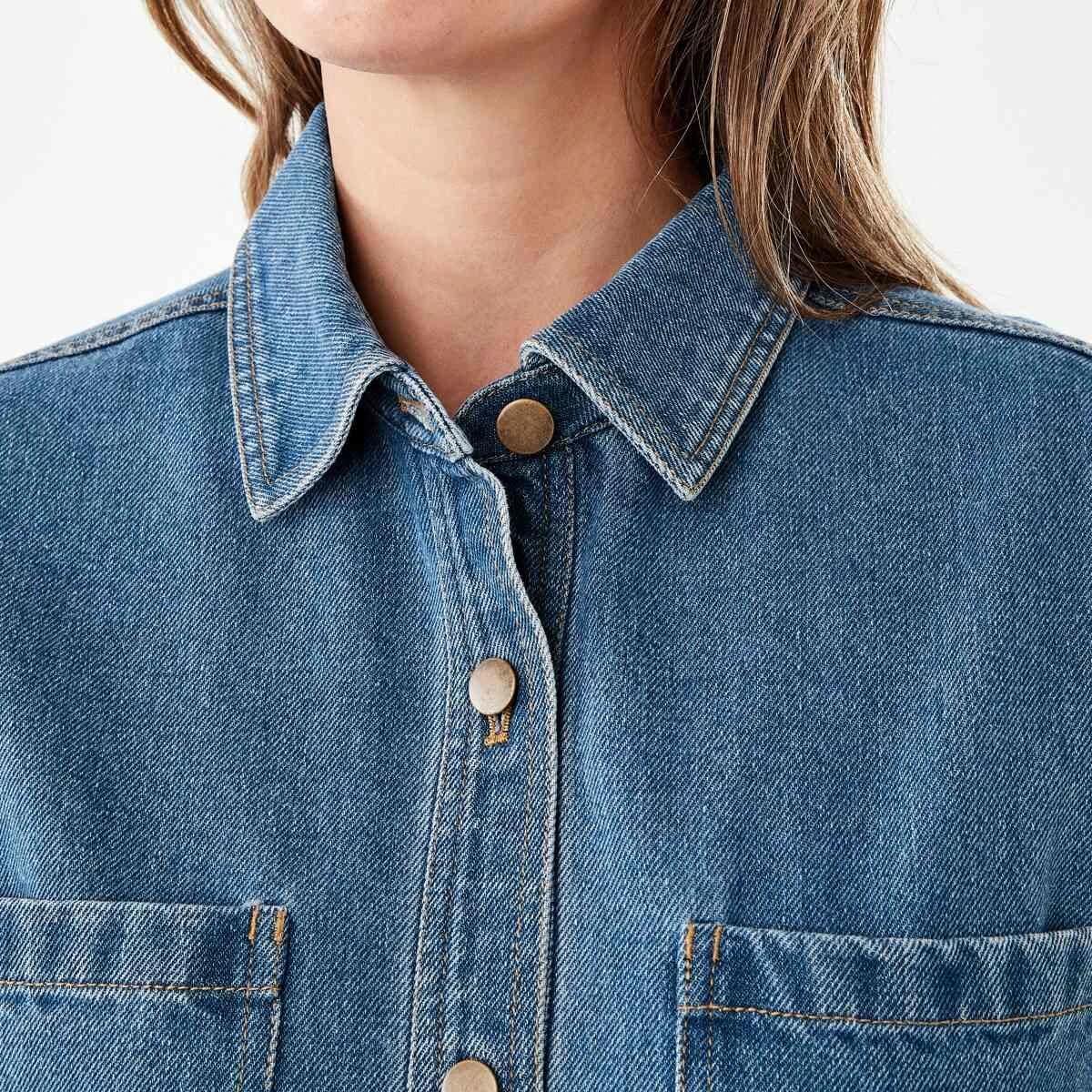 5 Short Sleeve Denim Shirt Mid Wash, 5 of 7