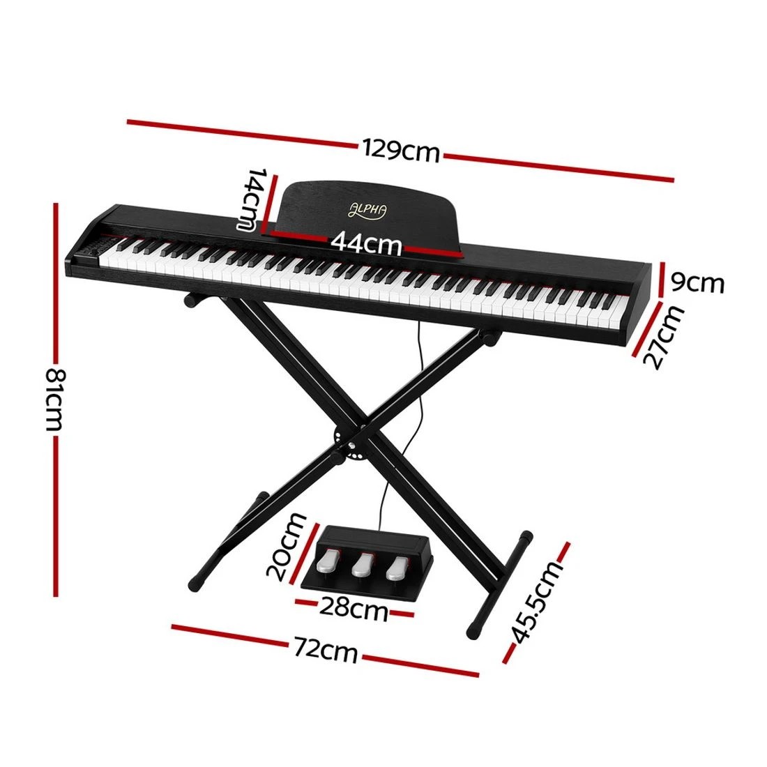 2 Alpha 88 Keys Digital Piano Keyboard Electronic w/ Stand - Black, 2 of 7