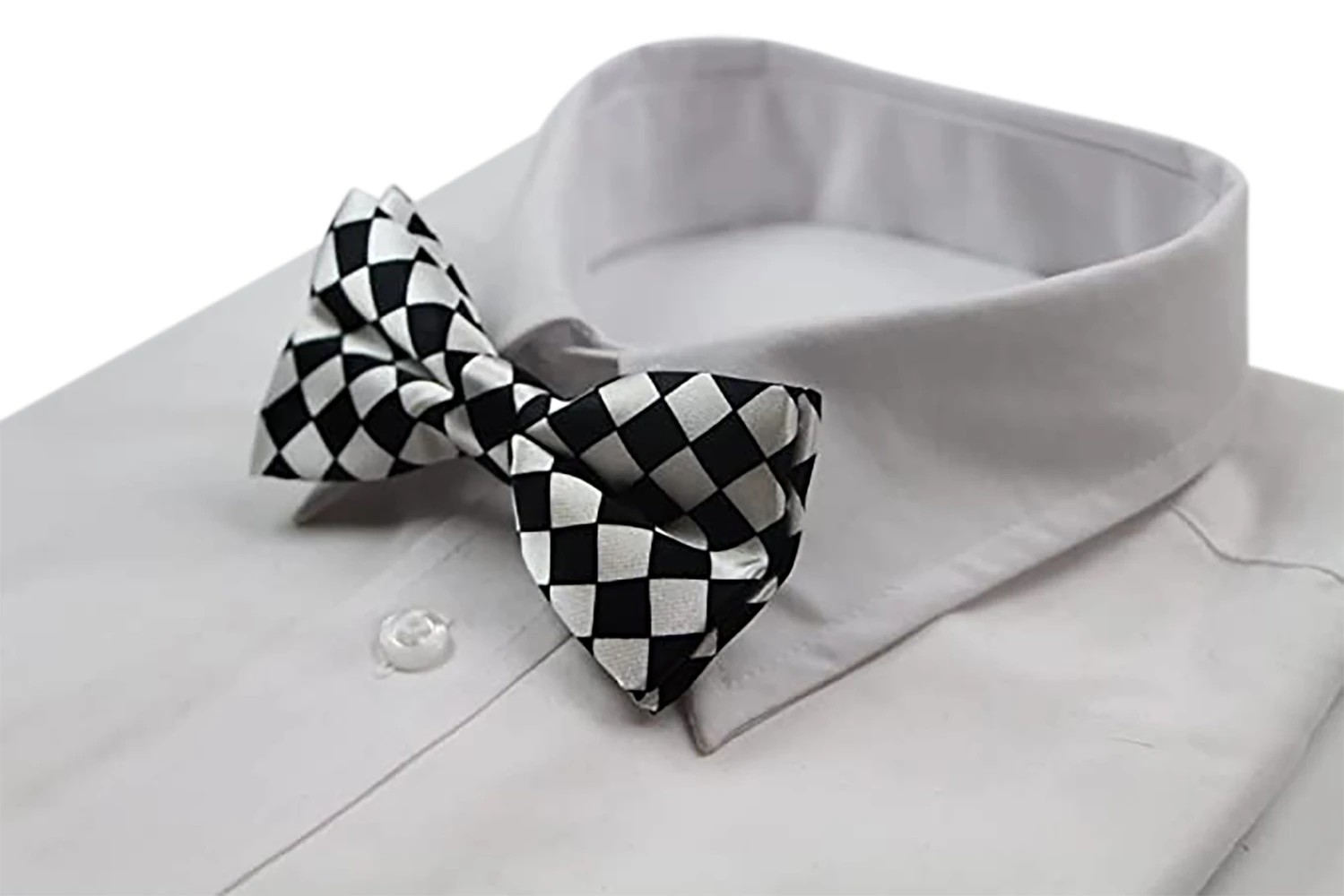 4 Zasel Mens White & Black Checkered Block Patterned Bow Tie - Multi, 4 of 4