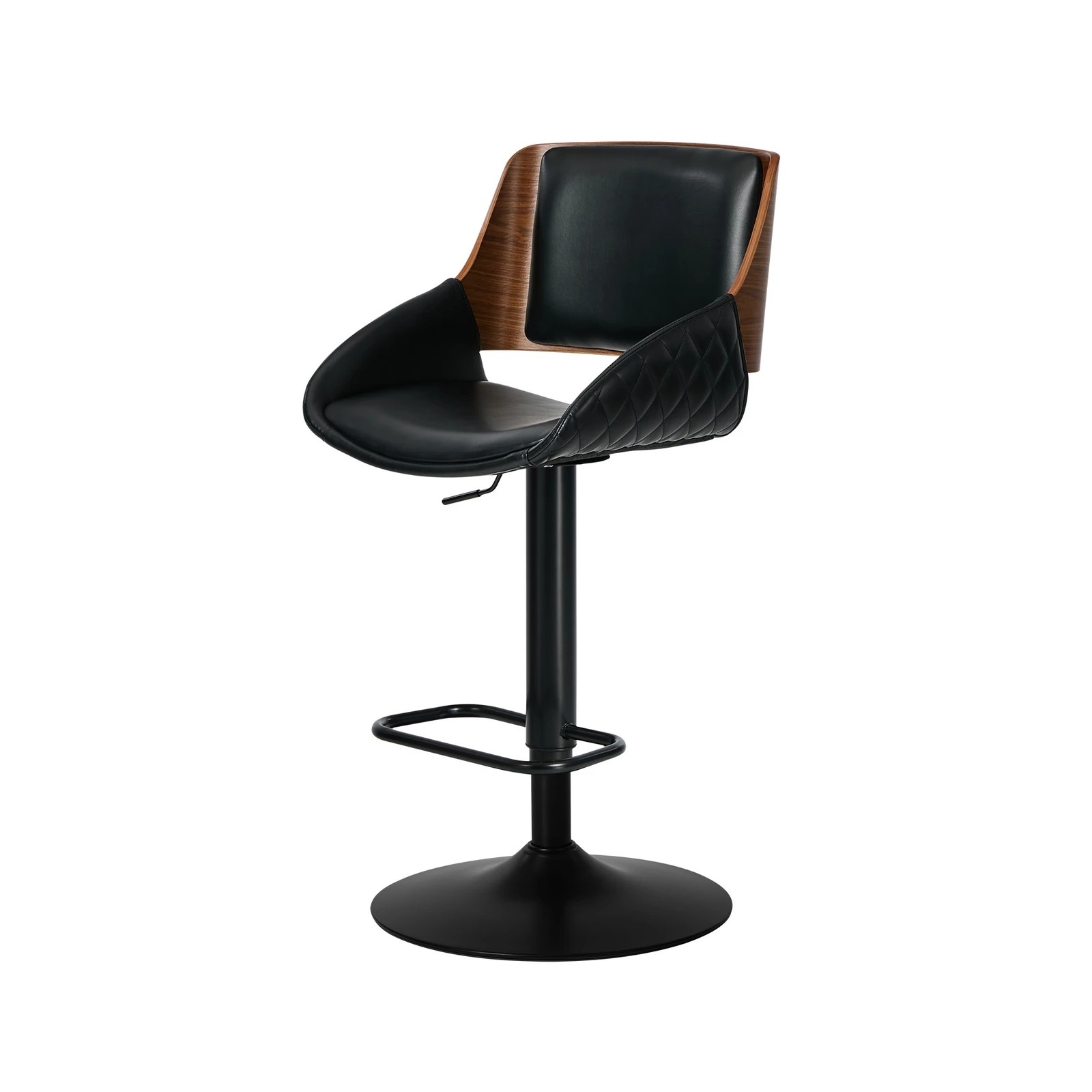 6 Oikiture 2x Bar Stools Kitchen Dining Chairs Swivel Gas Lift Stool Leather - Black, 6 of 8
