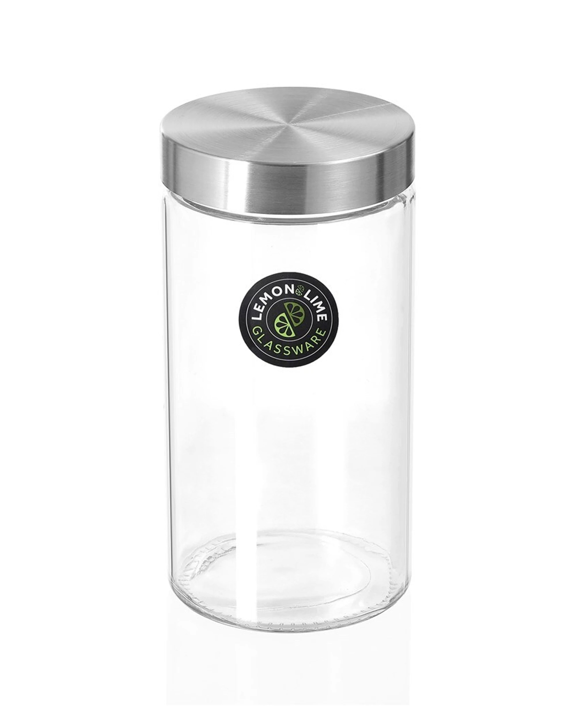 2 Lemon & Lime Alto 1.7l Glass Jar 22cm Stainless Steel Lid Home Kitchen Storage
 - Clear, 2 of 3