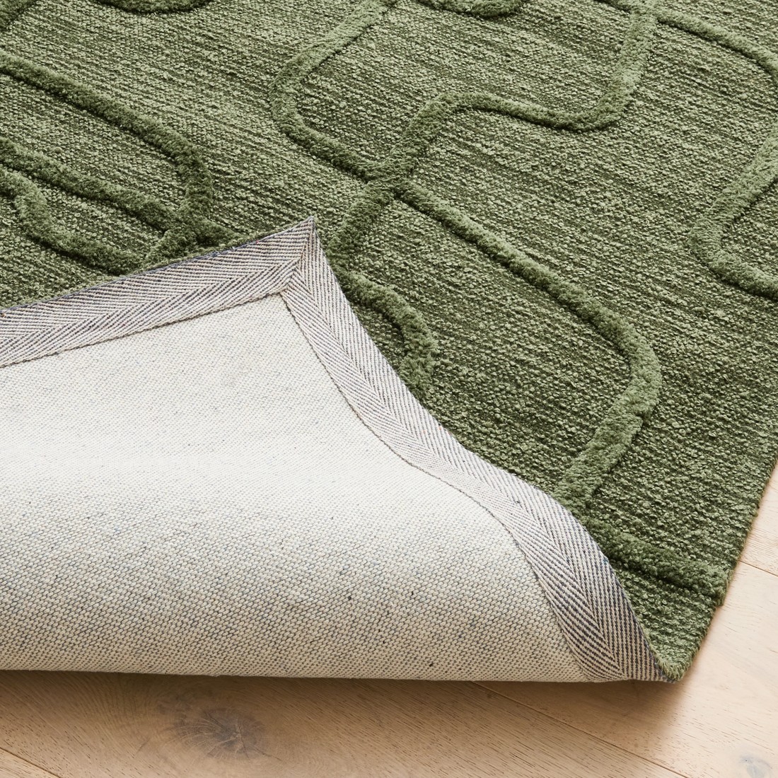 3 Leslie Loop Wool Blend Rug - Green, Large - 235cm x 160cm, 3 of 7